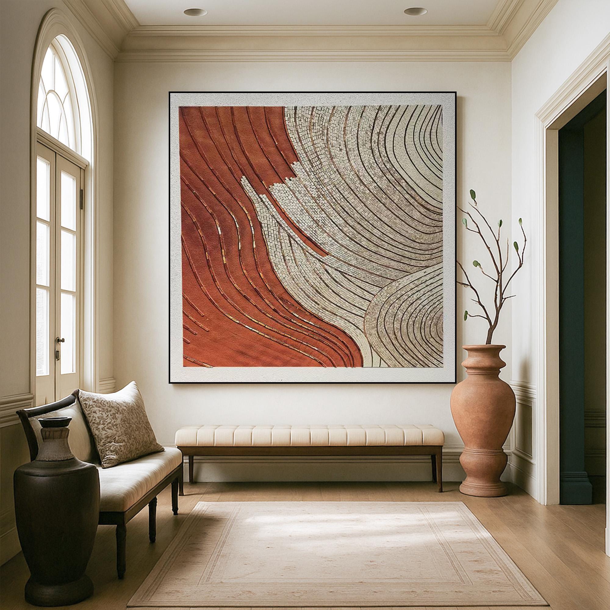 Textured Abstract Wall Art on Canvas | Earth Tone Curved Line Painting | Modern Handcrafted Organic Flow Artwork for Boho Home Aesthetic