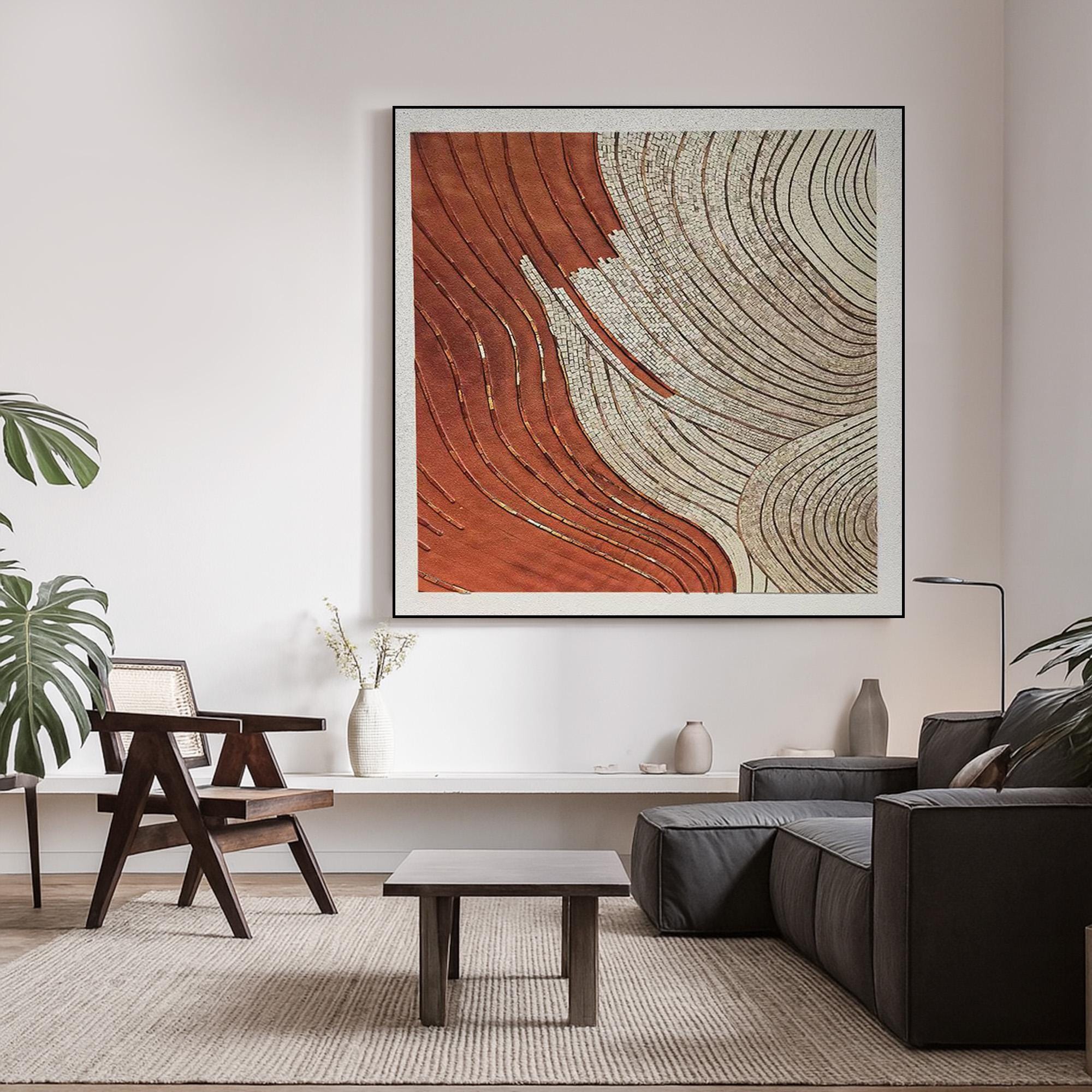 Textured Abstract Wall Art on Canvas | Earth Tone Curved Line Painting | Modern Handcrafted Organic Flow Artwork for Boho Home Aesthetic