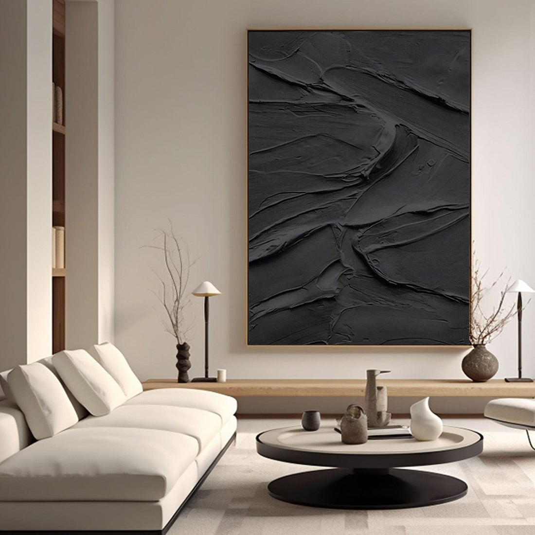 Minimalist Black Oil Painting "Eclipse"