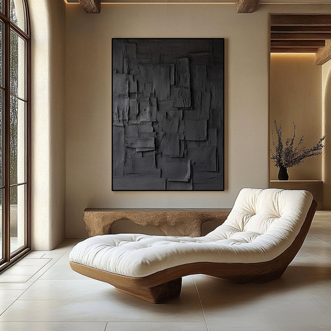 Minimalist Black Oil Painting " Noémie Fragments”