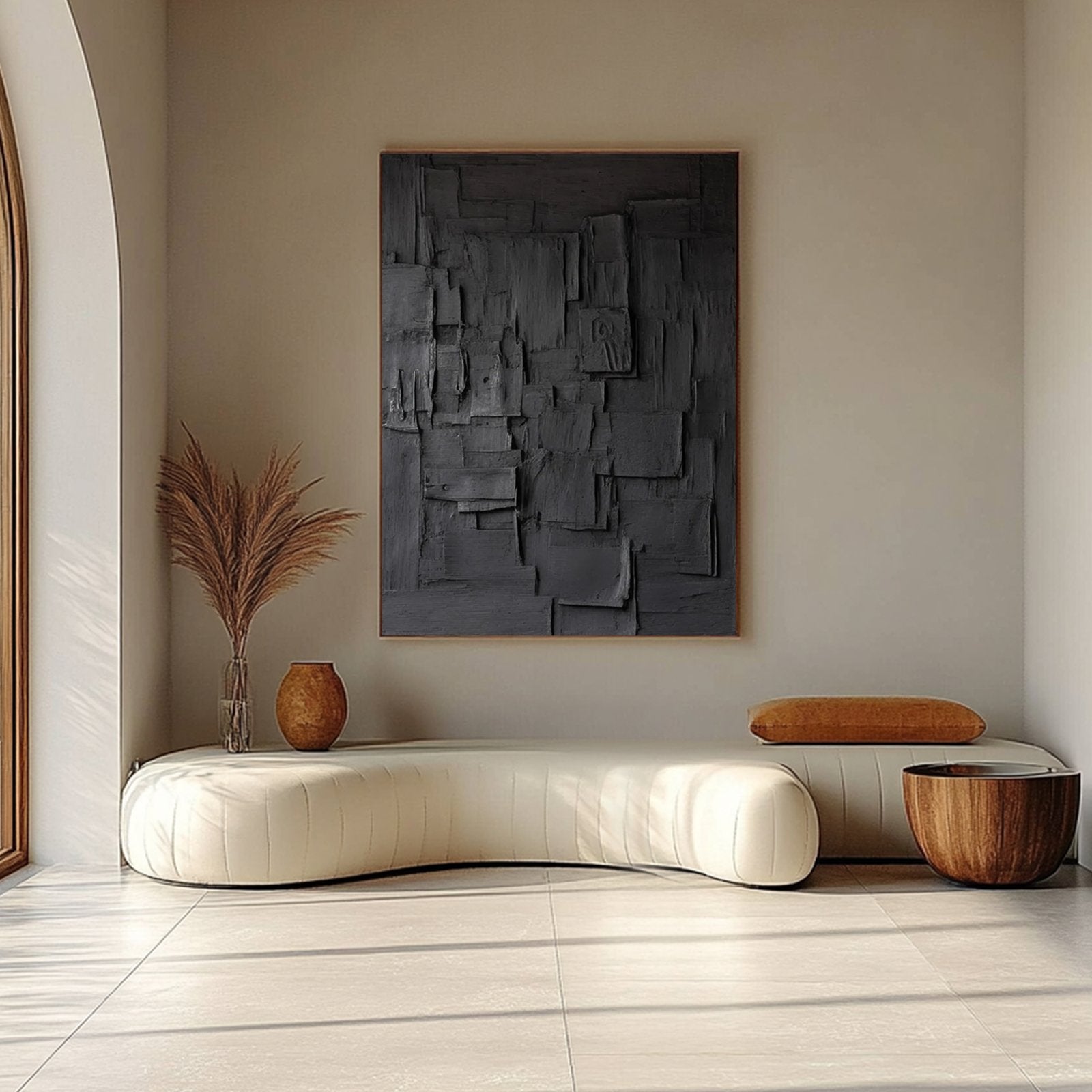 Minimalist Black Oil Painting " Noémie Fragments”