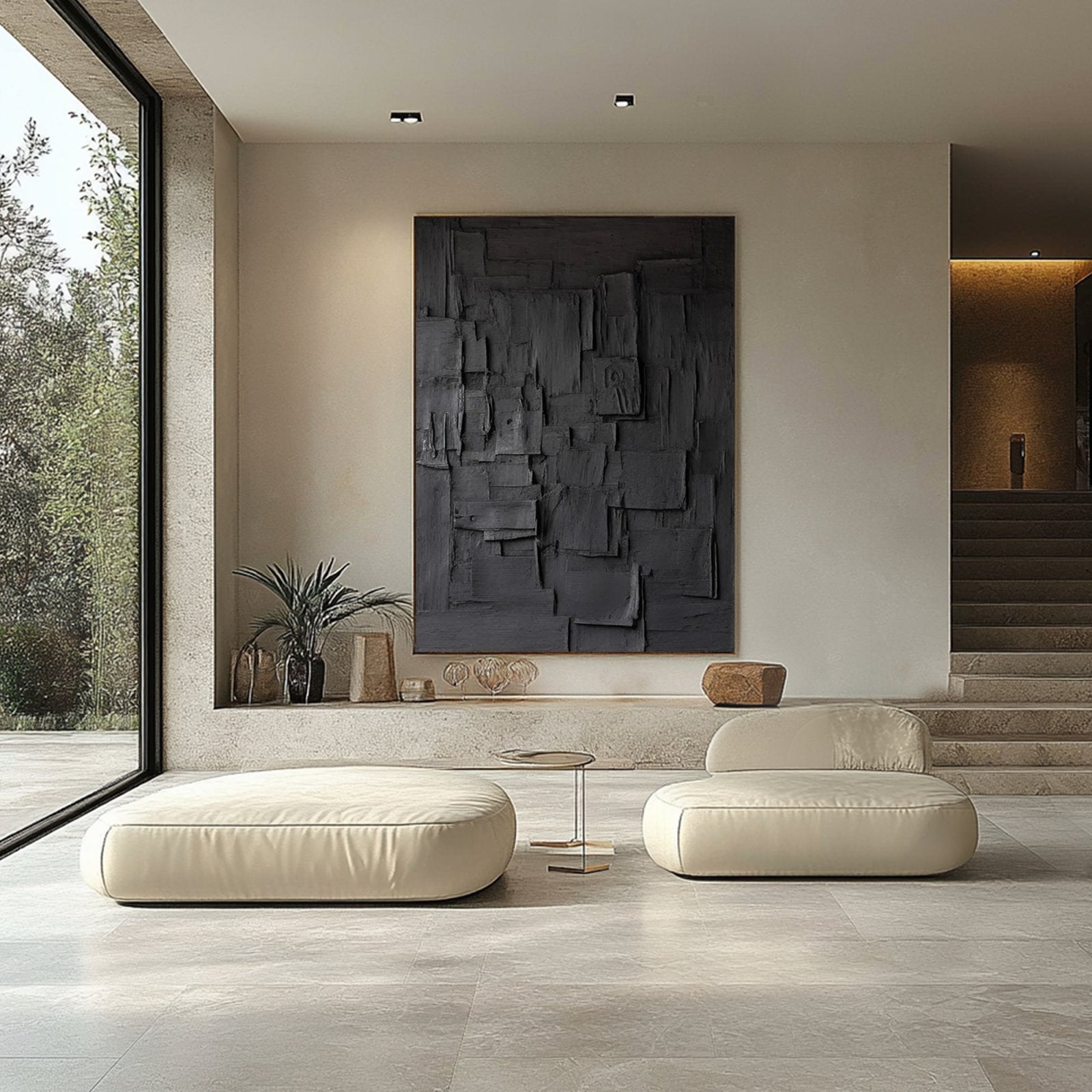 Minimalist Black Oil Painting " Noémie Fragments”