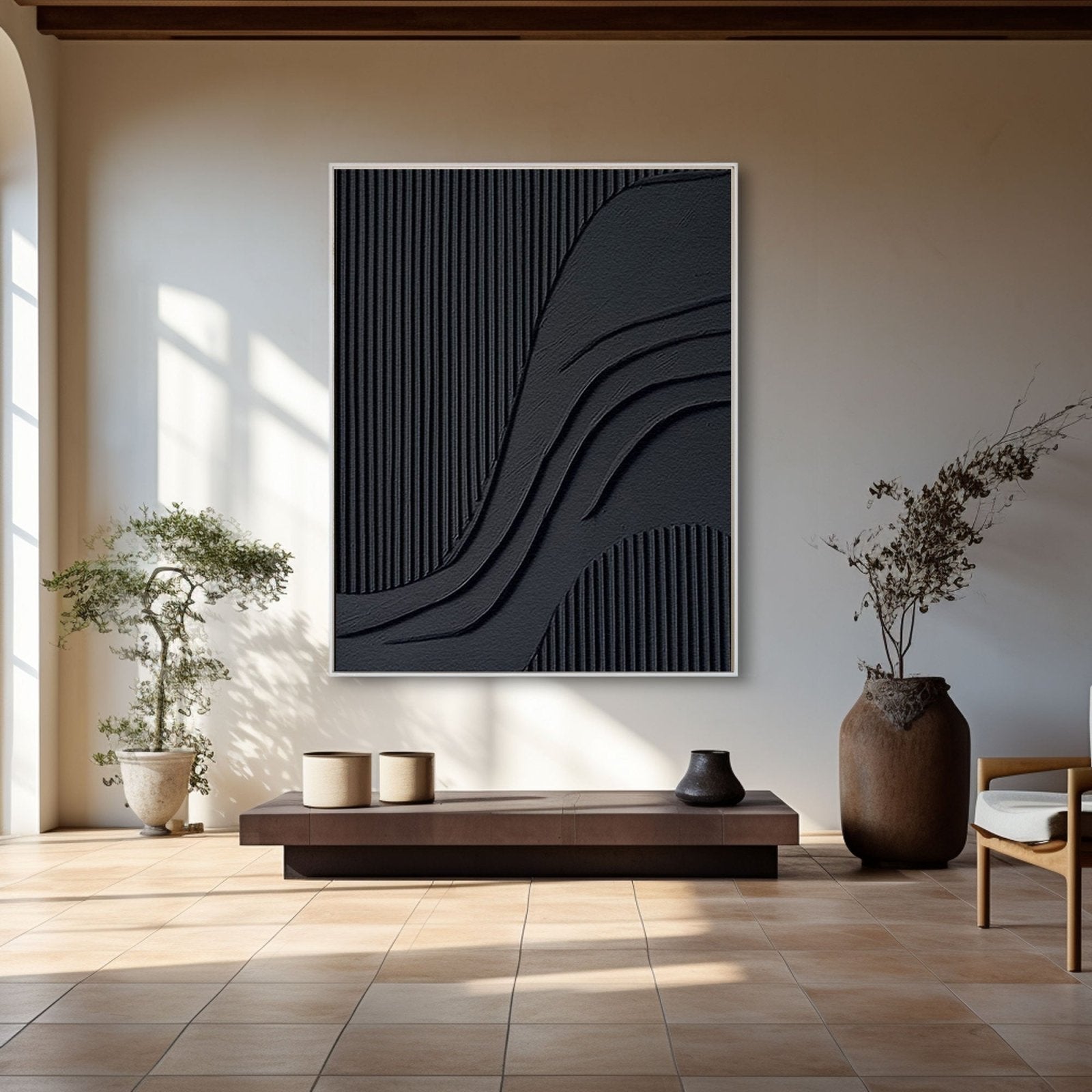 Minimalistisk maleri "Midnatsbølger"