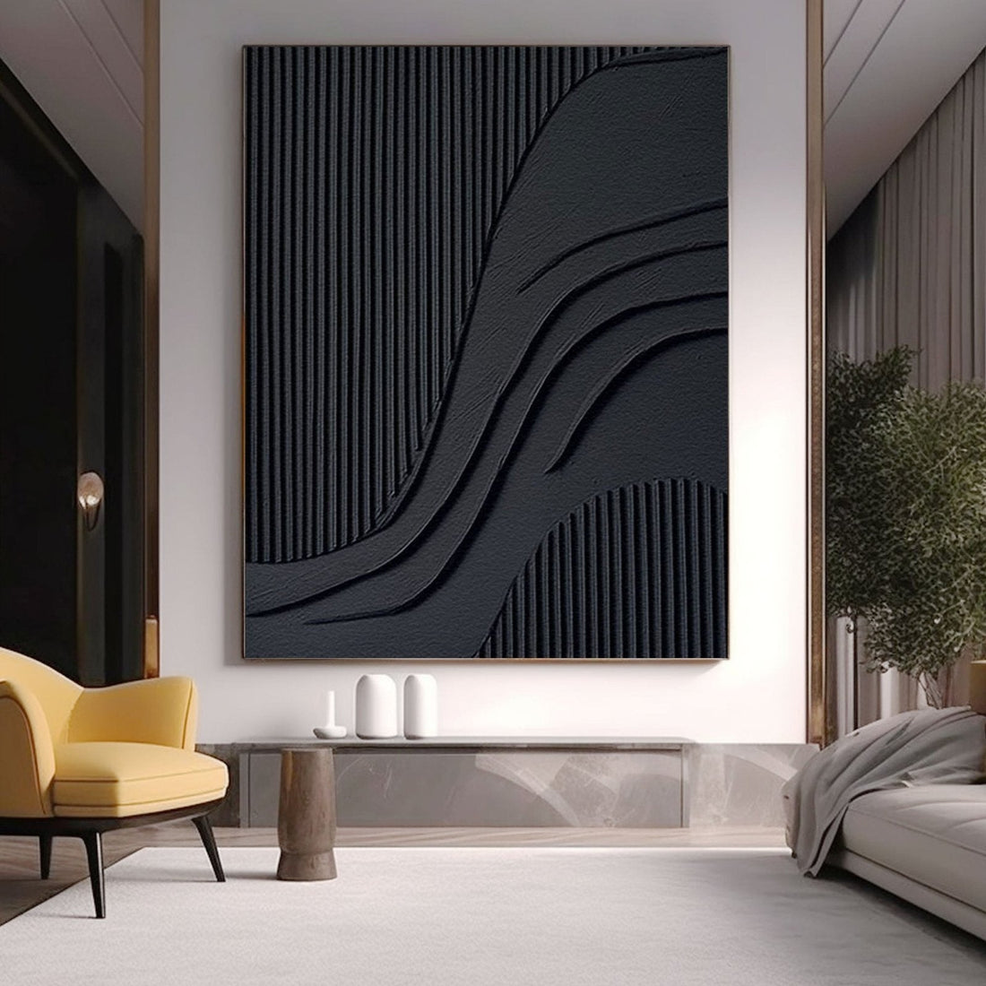 Minimalist Painting "Midnight Waves"