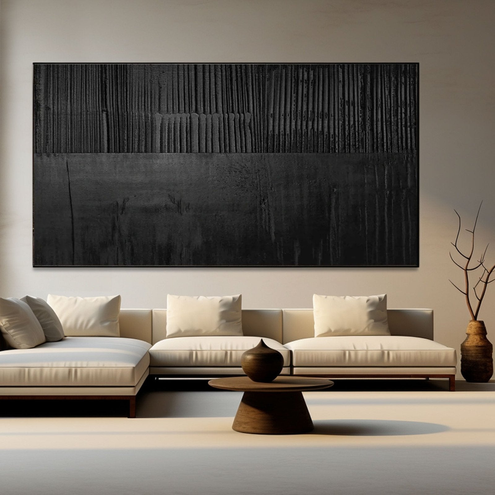 Minimalistisches Gipsgemälde „Nocturne Veil“