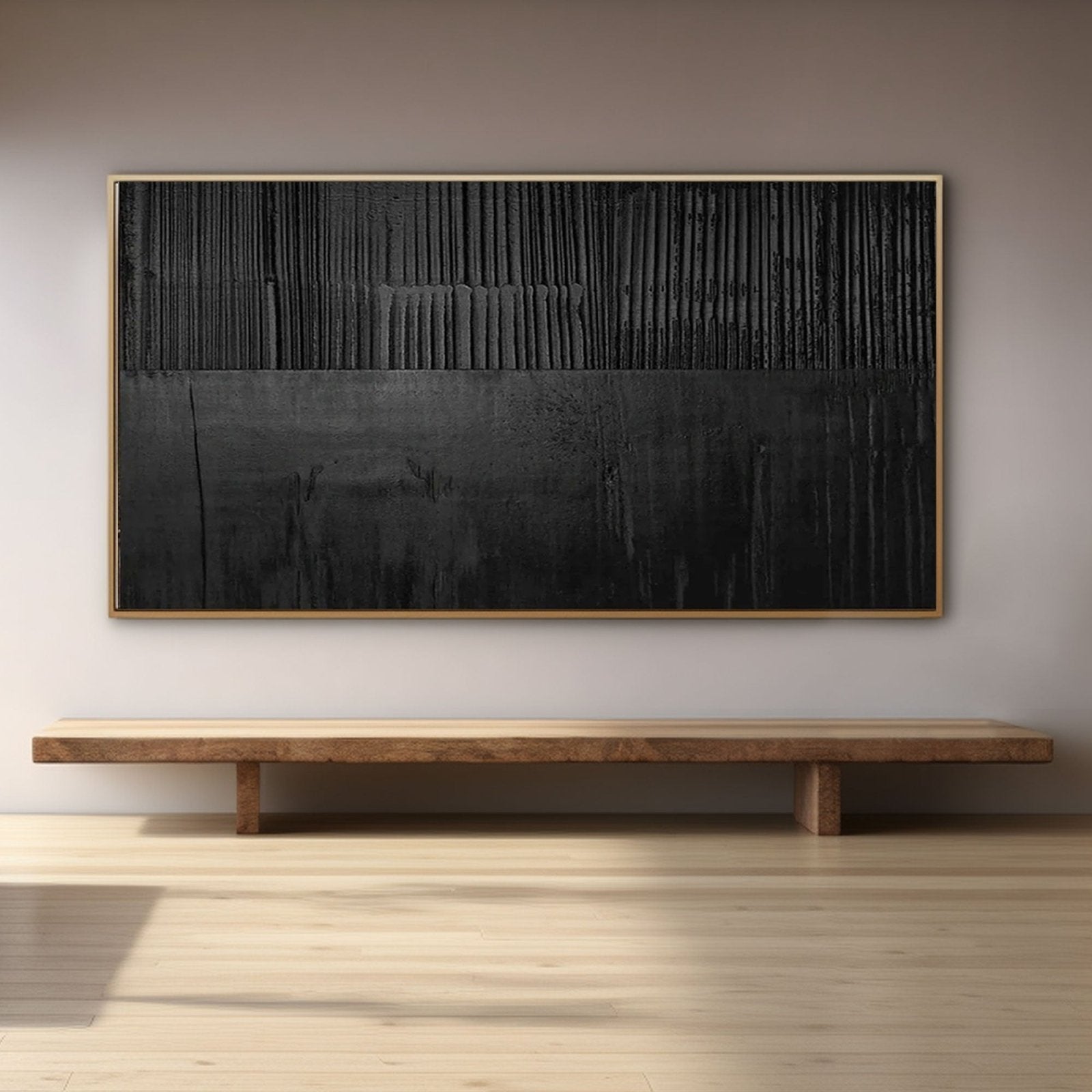 Minimalistisches Gipsgemälde „Nocturne Veil“