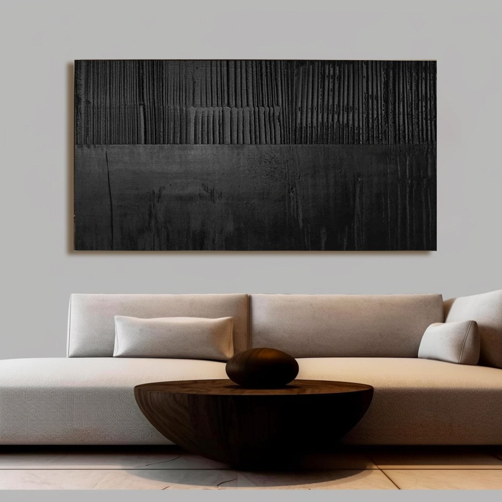 Minimalistisches Gipsgemälde „Nocturne Veil“