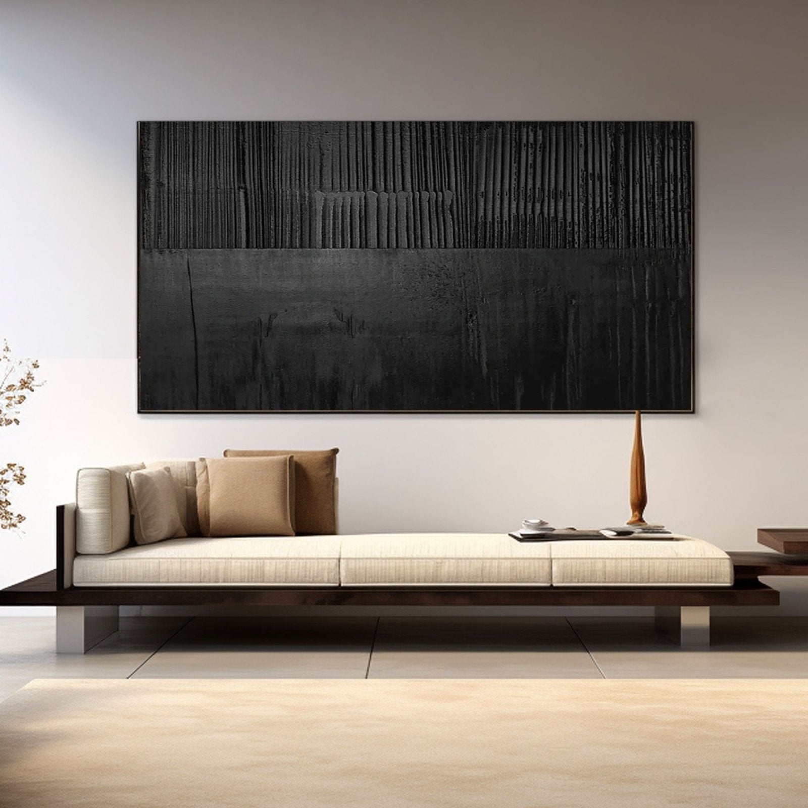 Minimalistisches Gipsgemälde „Nocturne Veil“