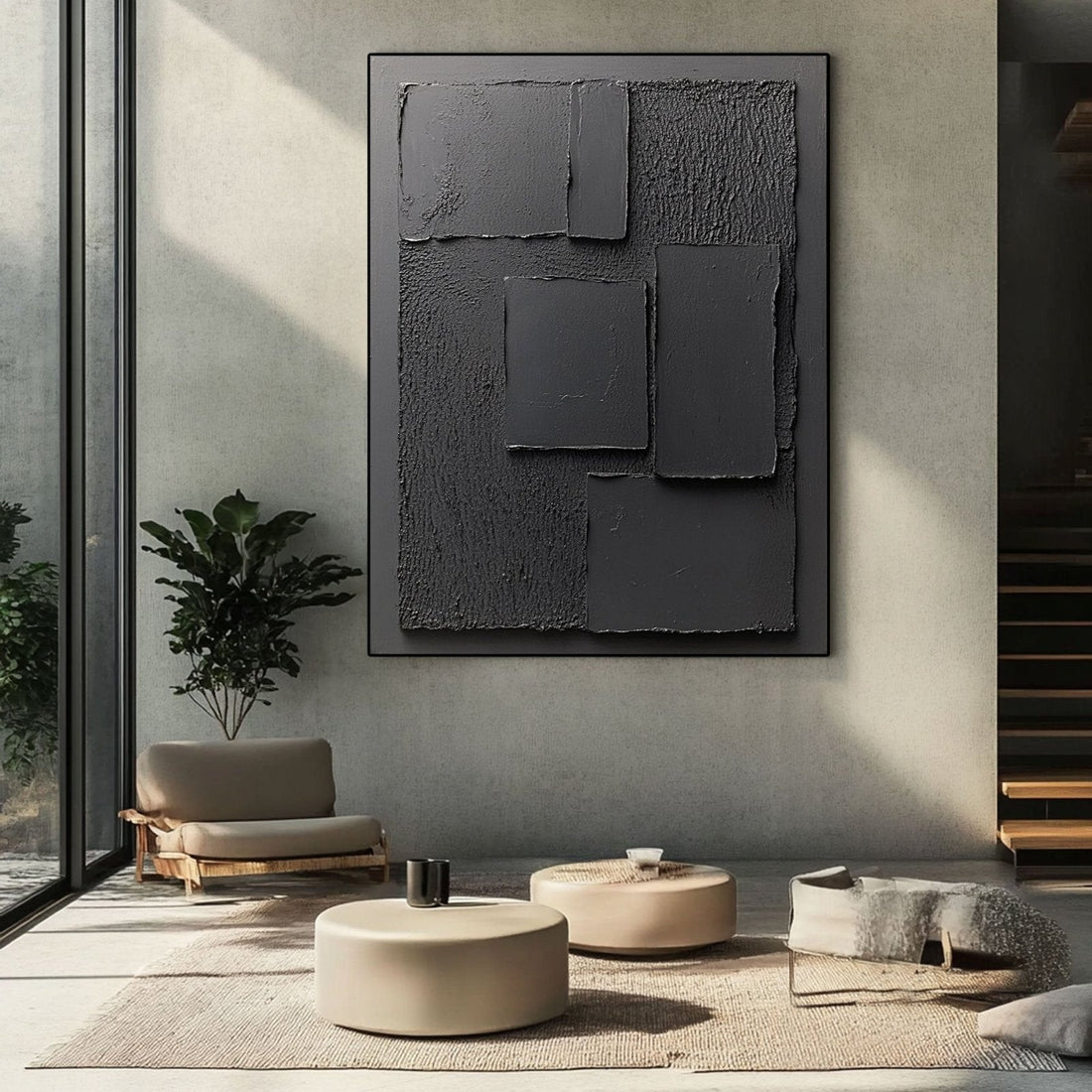 Minimalist Plaster Wall Art "Couches de Nuit"