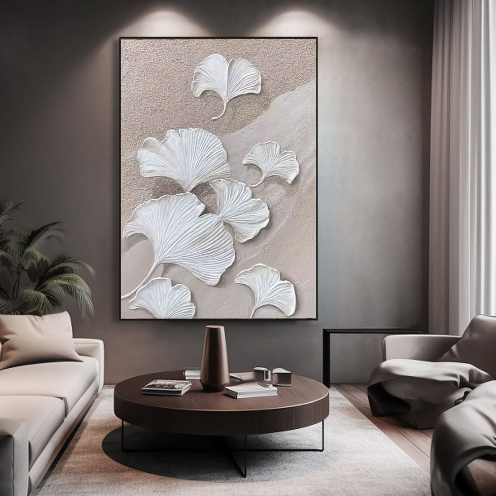 Plaster Painting "Gentle Ginkgo"