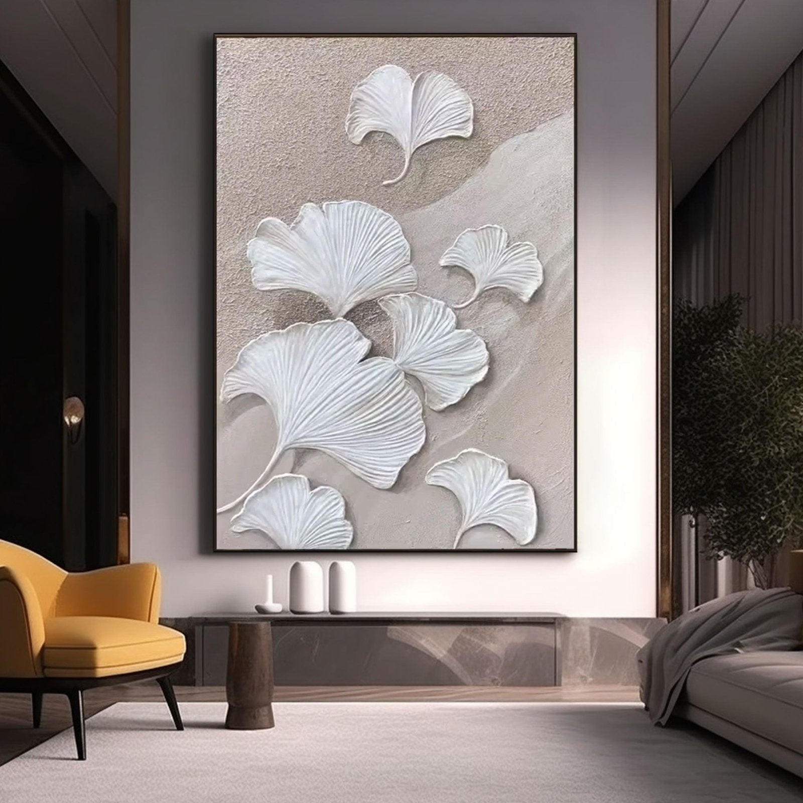 Plaster Painting "Gentle Ginkgo"