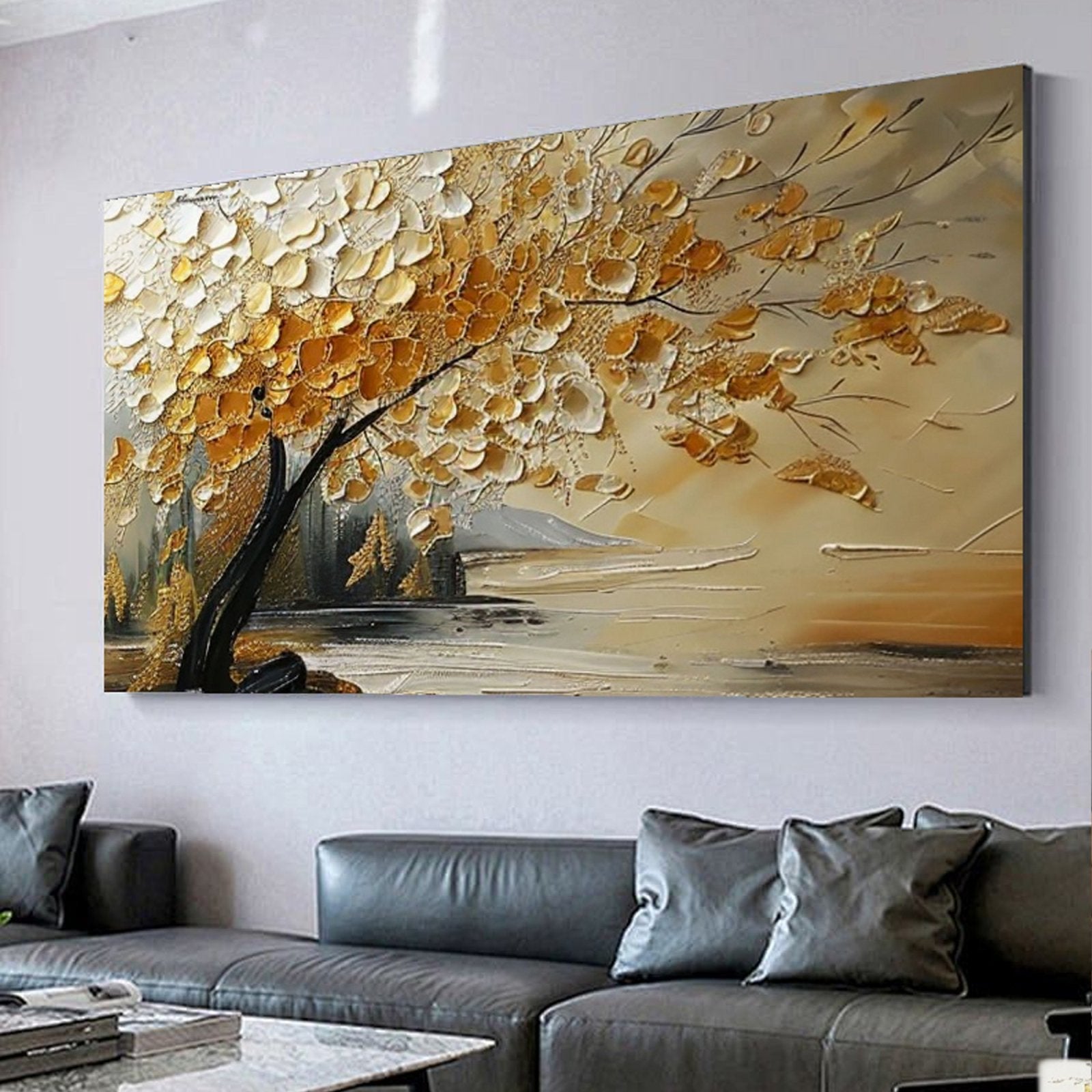 Plaster Painting "Golden Whisper"