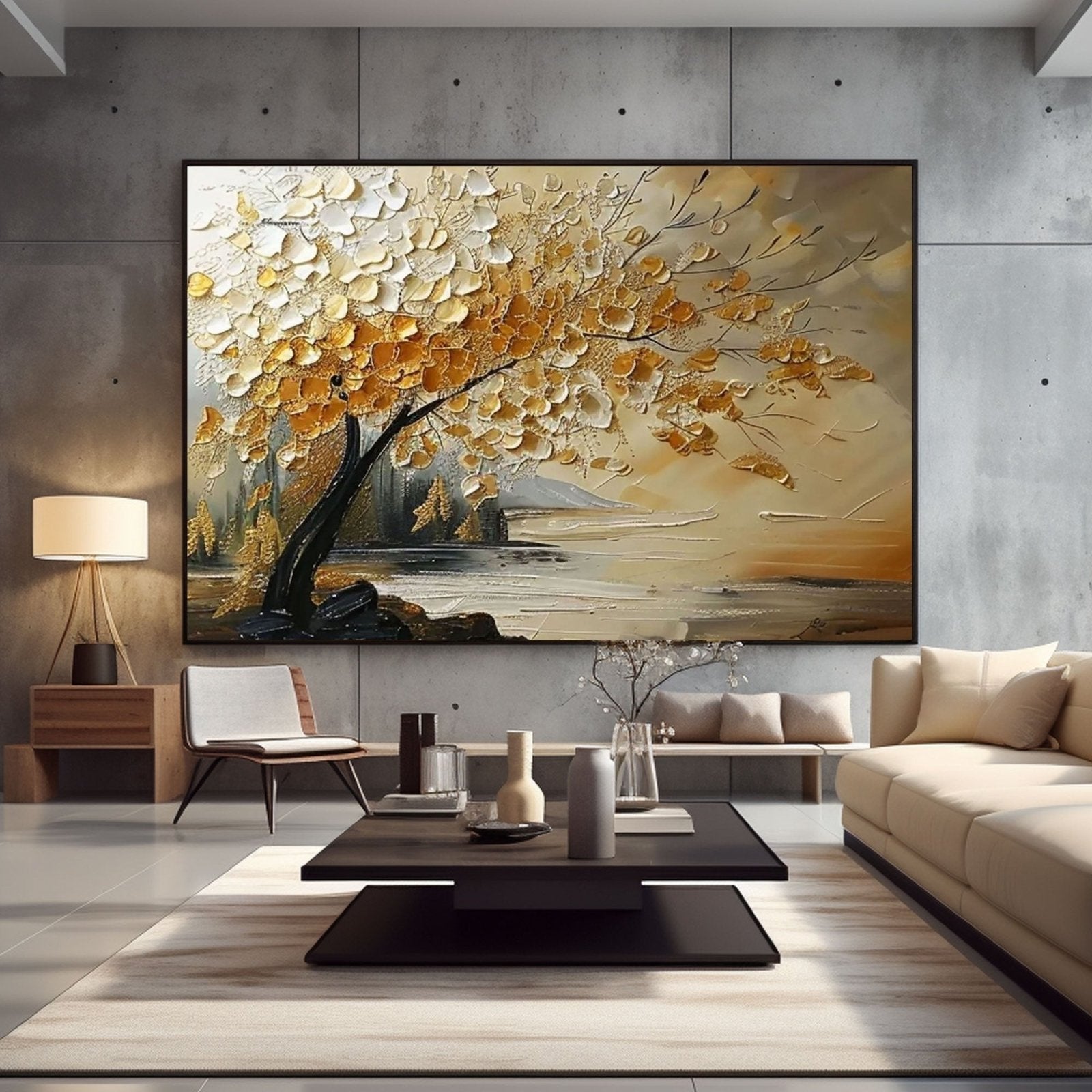 Plaster Painting "Golden Whisper"