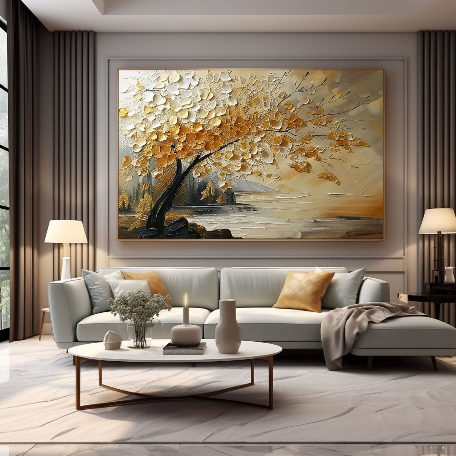 Plaster Painting "Golden Whisper"