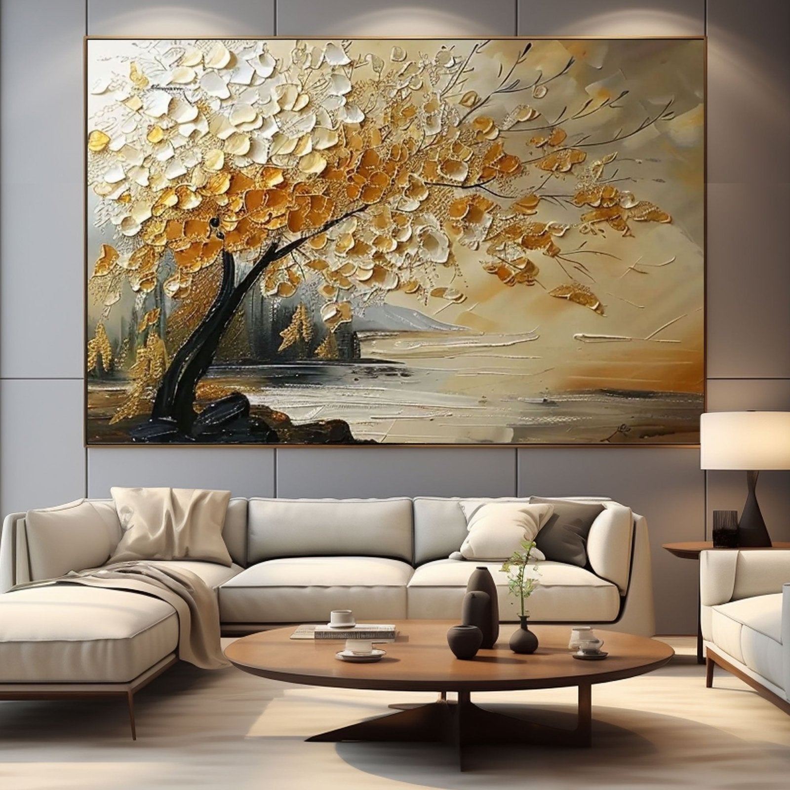 Plaster Painting "Golden Whisper"