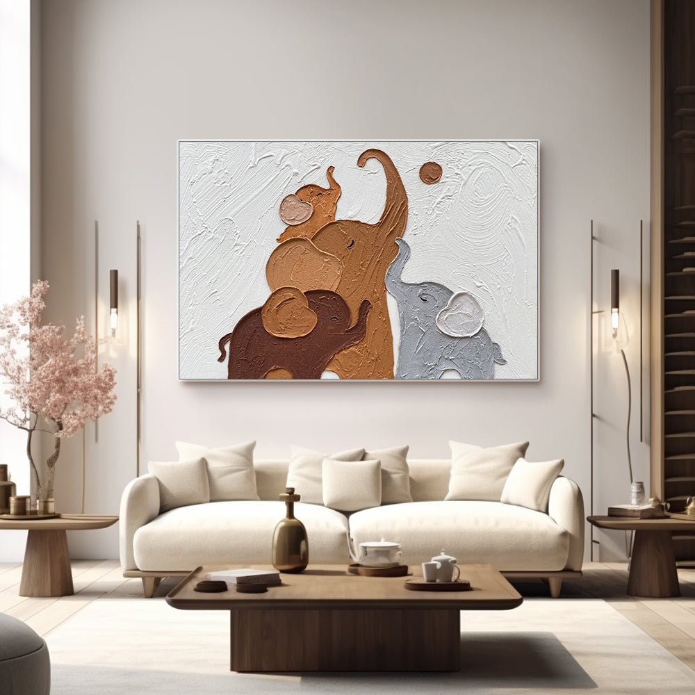 Plaster Wall Art "Elephant Harmony"