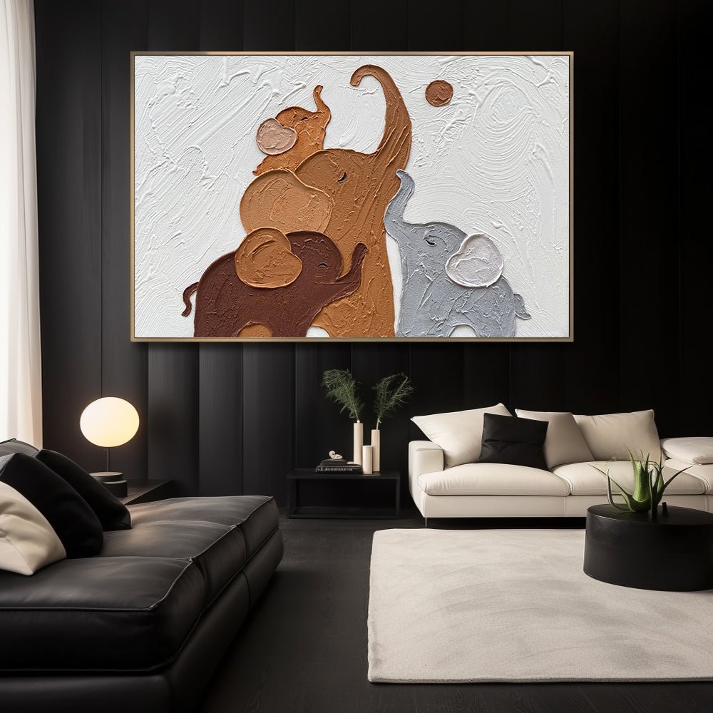 Plaster Wall Art "Elephant Harmony"