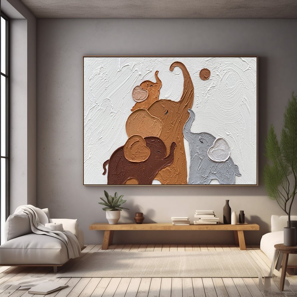 Plaster Wall Art "Elephant Harmony"