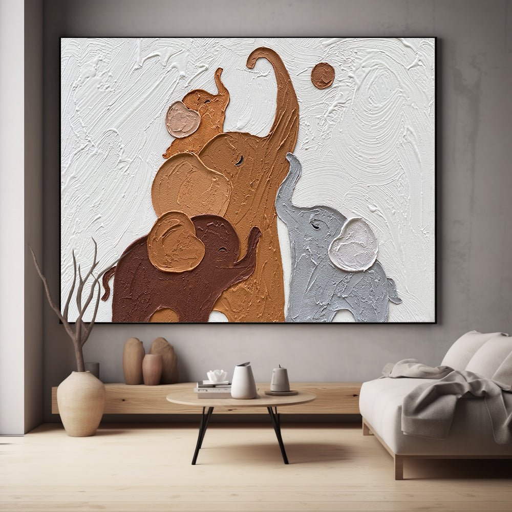 Plaster Wall Art "Elephant Harmony"