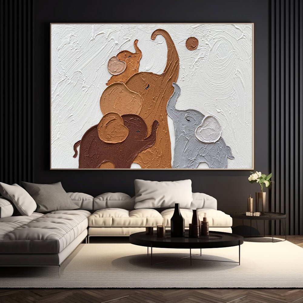 Plaster Wall Art "Elephant Harmony"