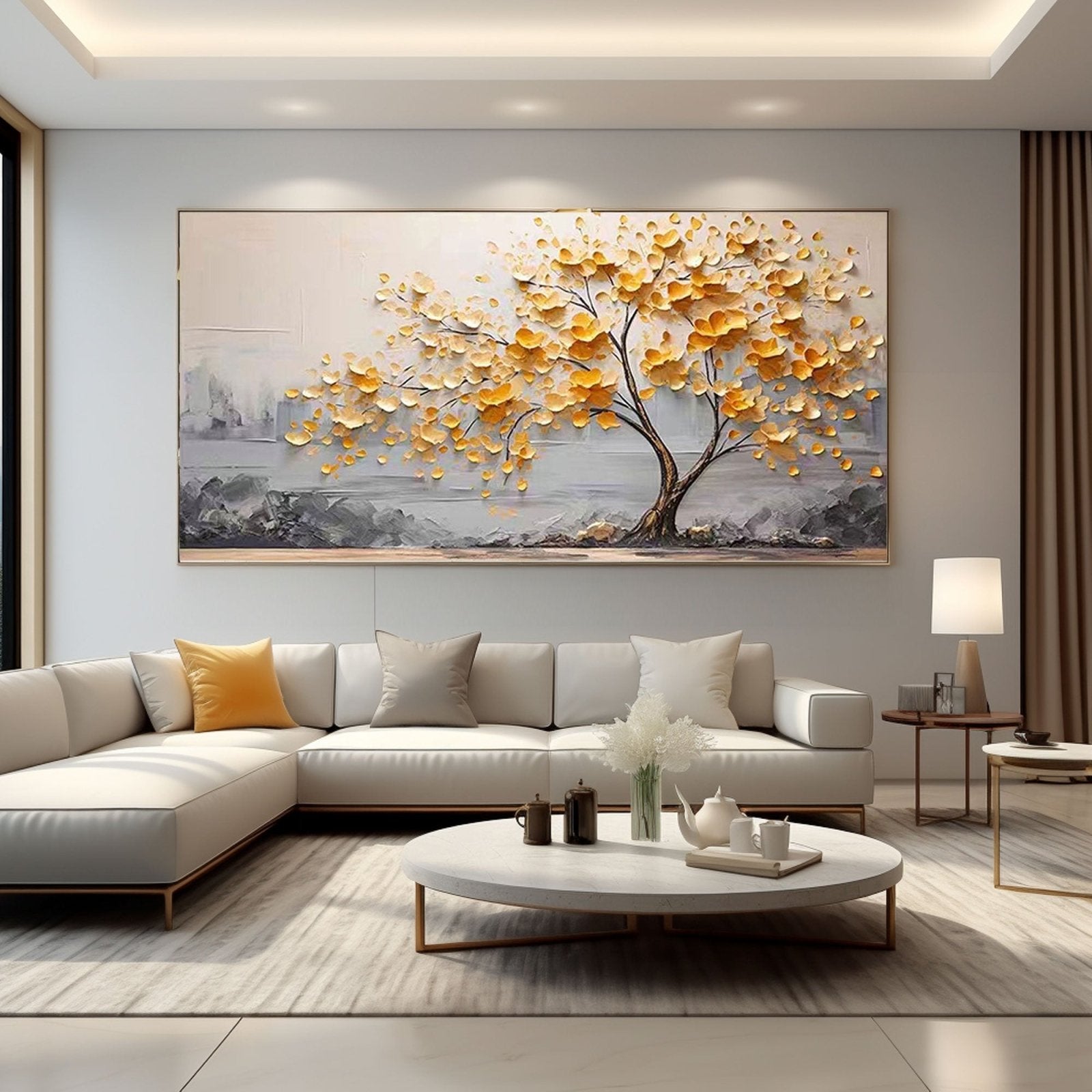 Plaster Wall Art "Golden Solitude"