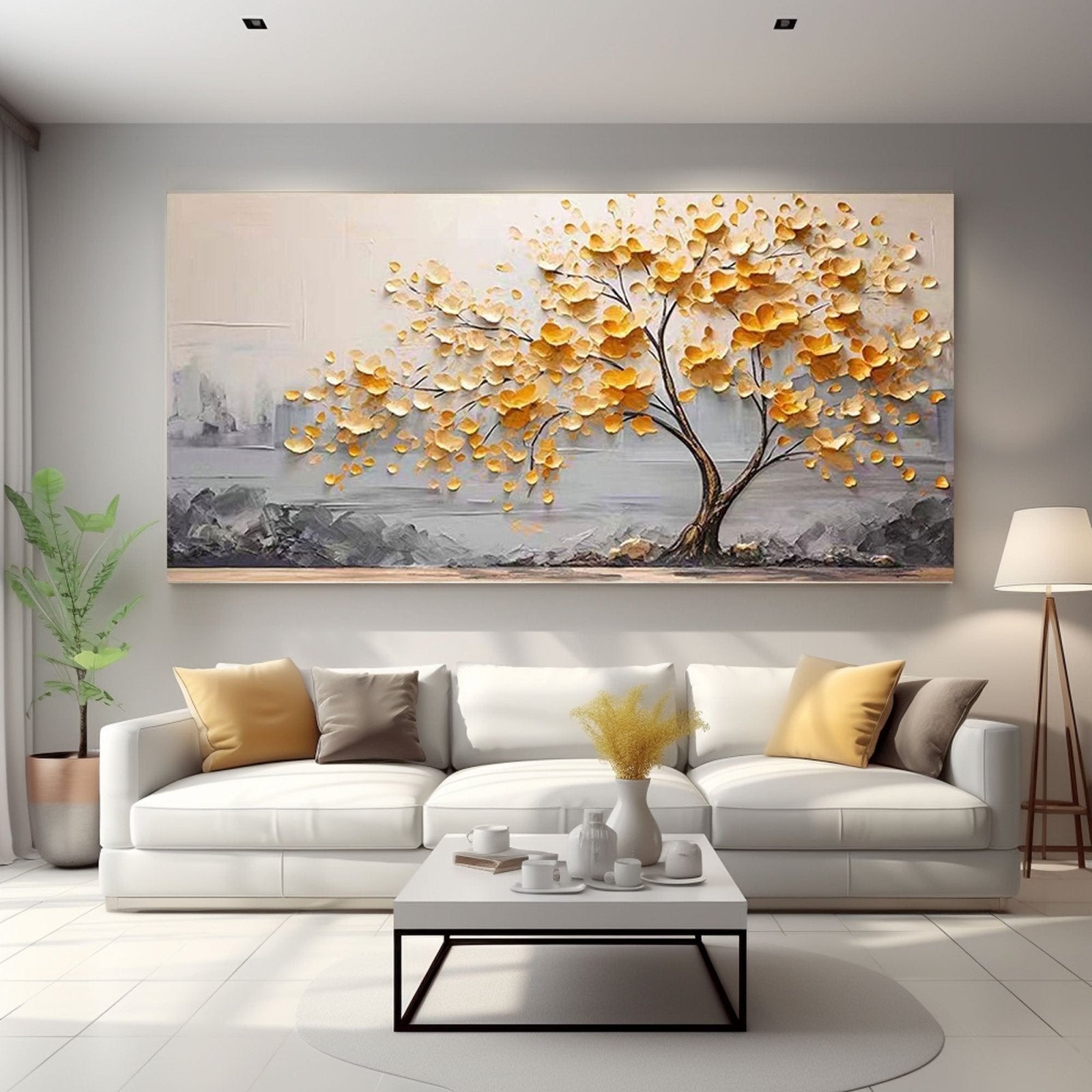 Plaster Wall Art "Golden Solitude"