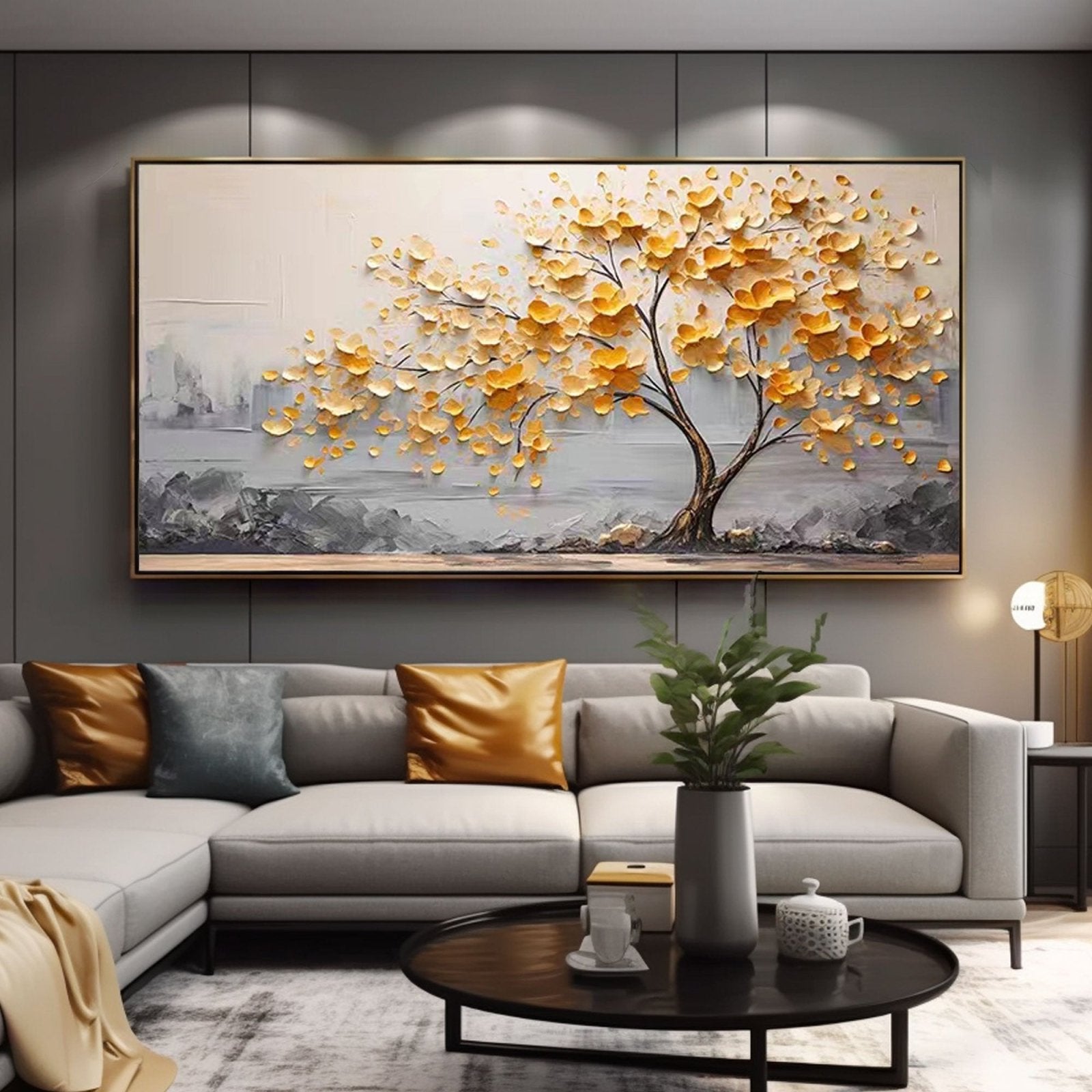 Plaster Wall Art "Golden Solitude"