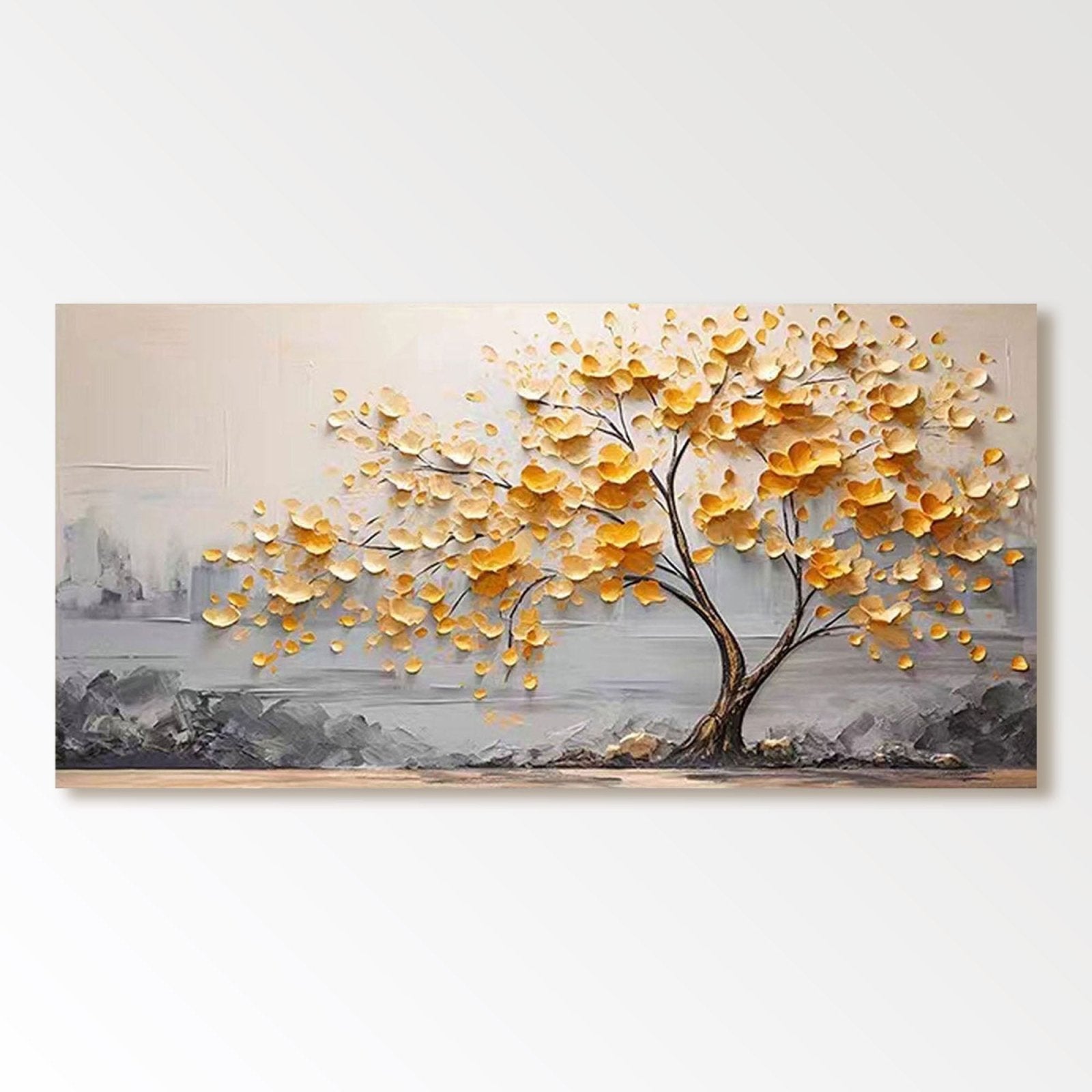 Plaster Wall Art "Golden Solitude"