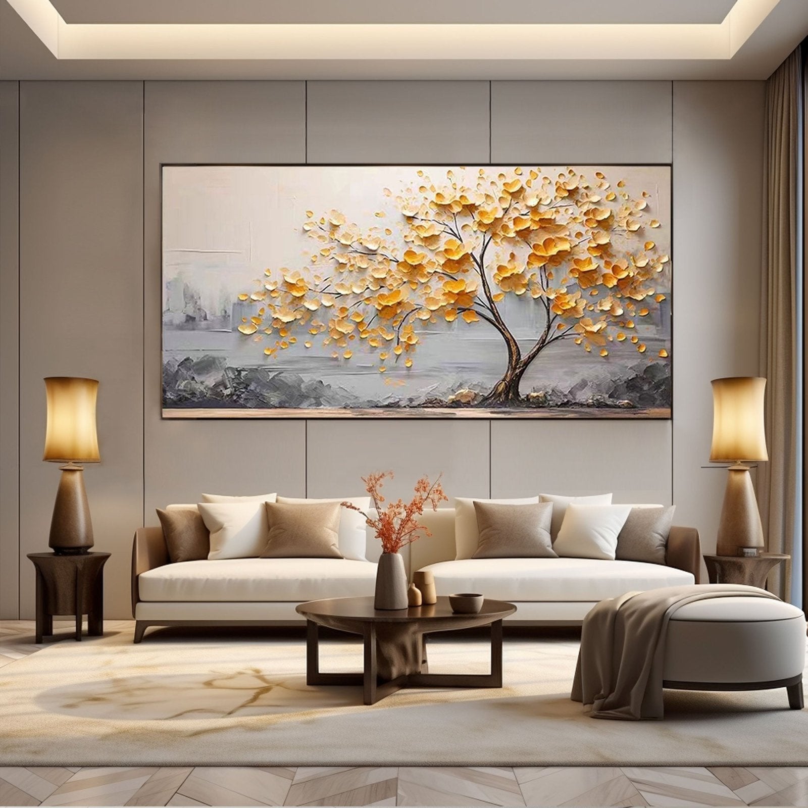 Plaster Wall Art "Golden Solitude"