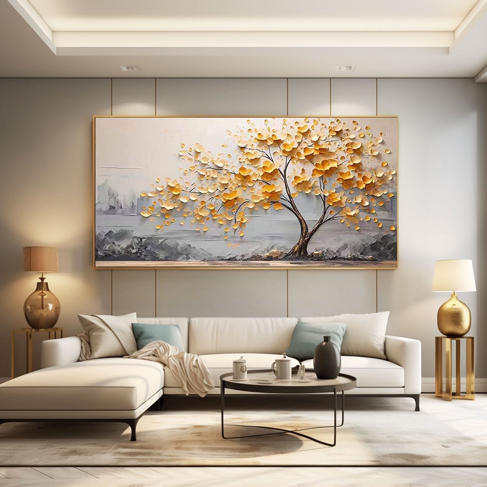 Plaster Wall Art "Golden Solitude"