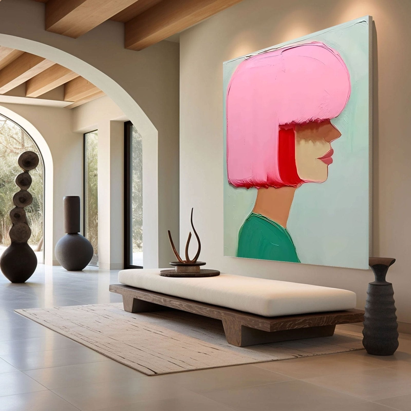 Tekstureret maleri "Rosy Contemplation"