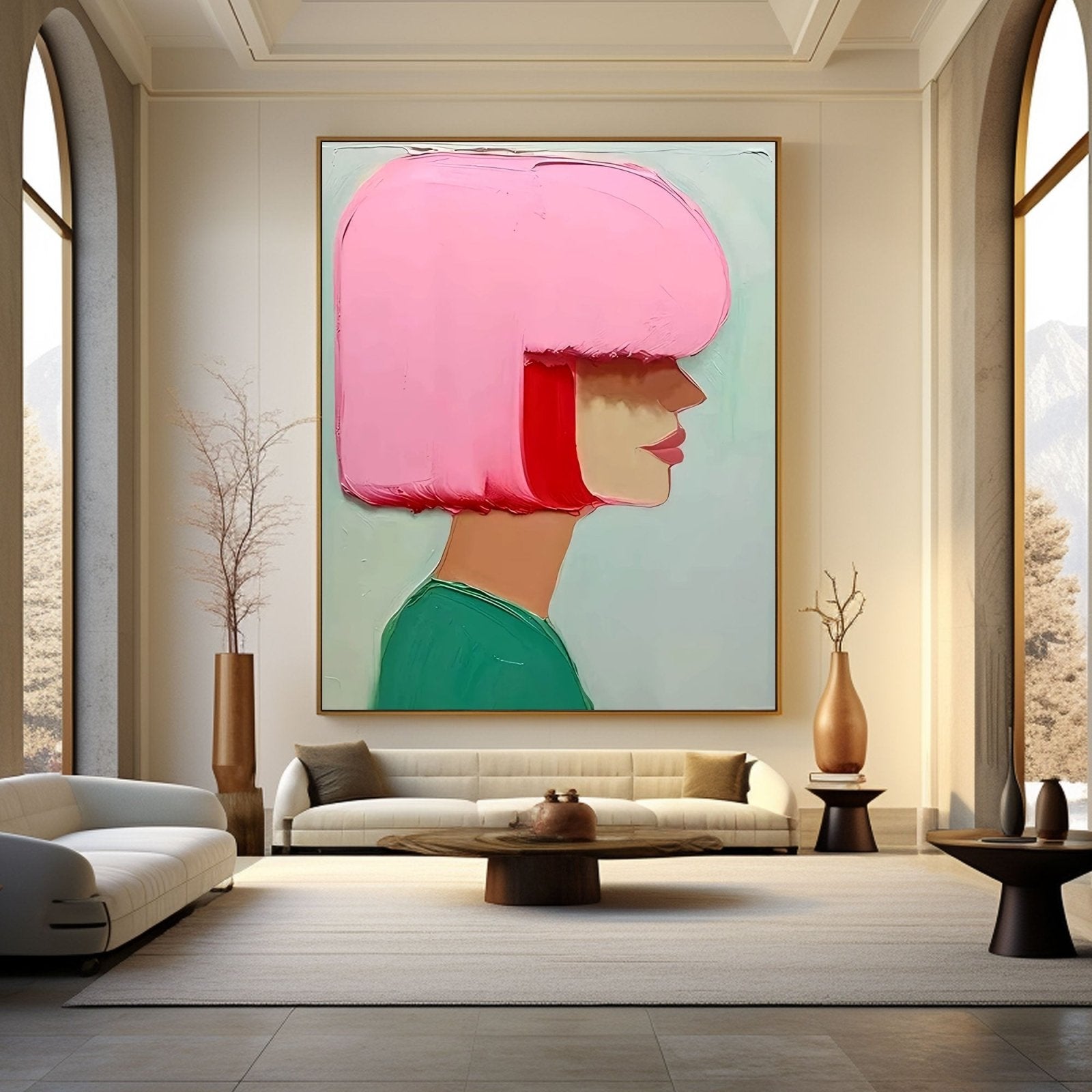 Tekstureret maleri "Rosy Contemplation"