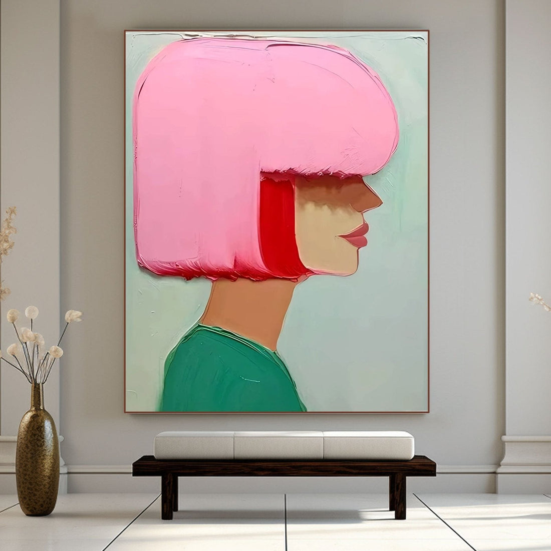 Tekstureret maleri "Rosy Contemplation"