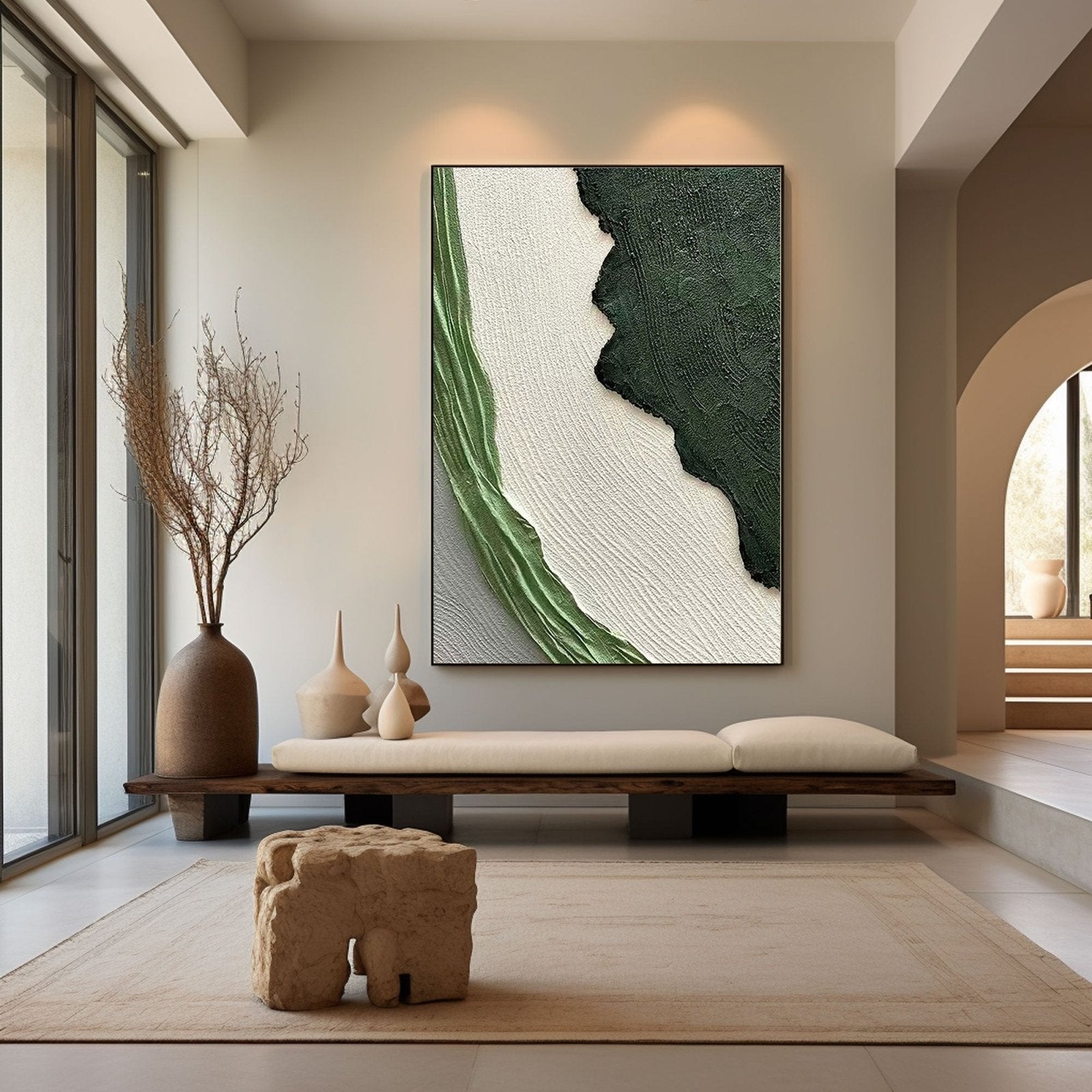 Textured Painting  "Whispers of the Verdant Breeze"