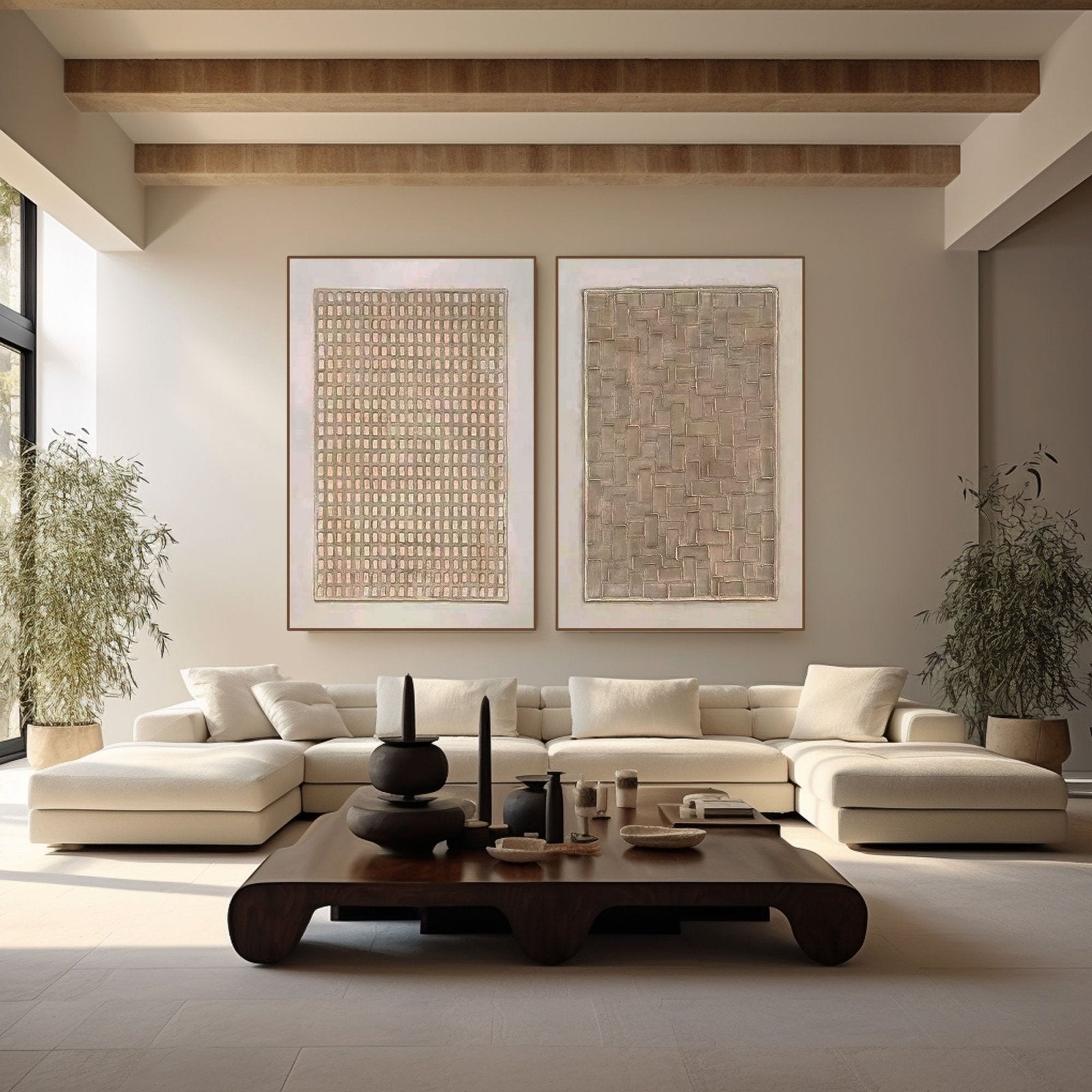 Wabi Sabi Abstract Painting  "Structured Harmony"