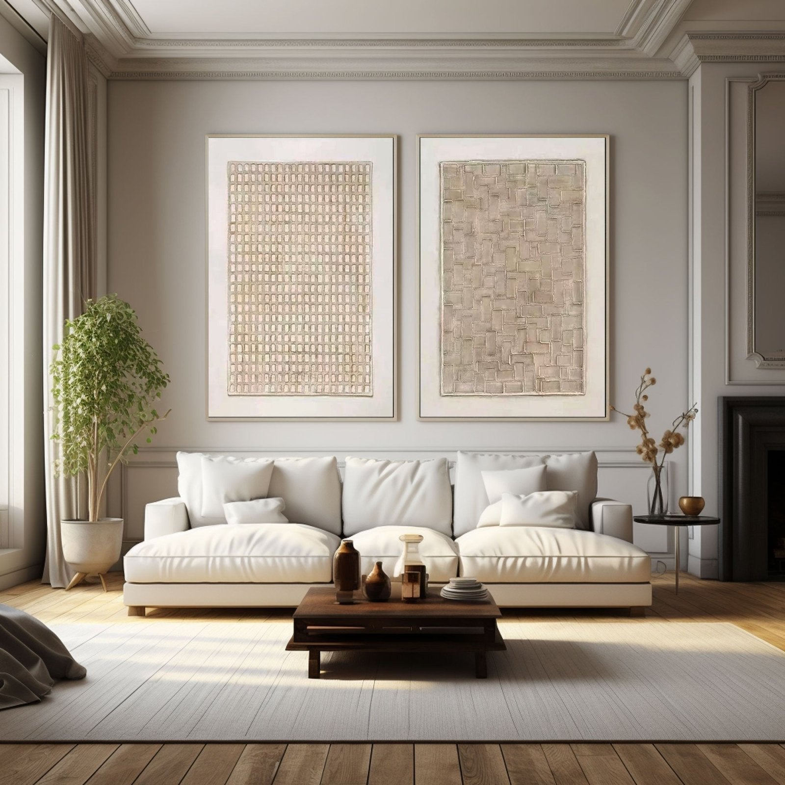 Wabi Sabi Abstract Painting  "Structured Harmony"