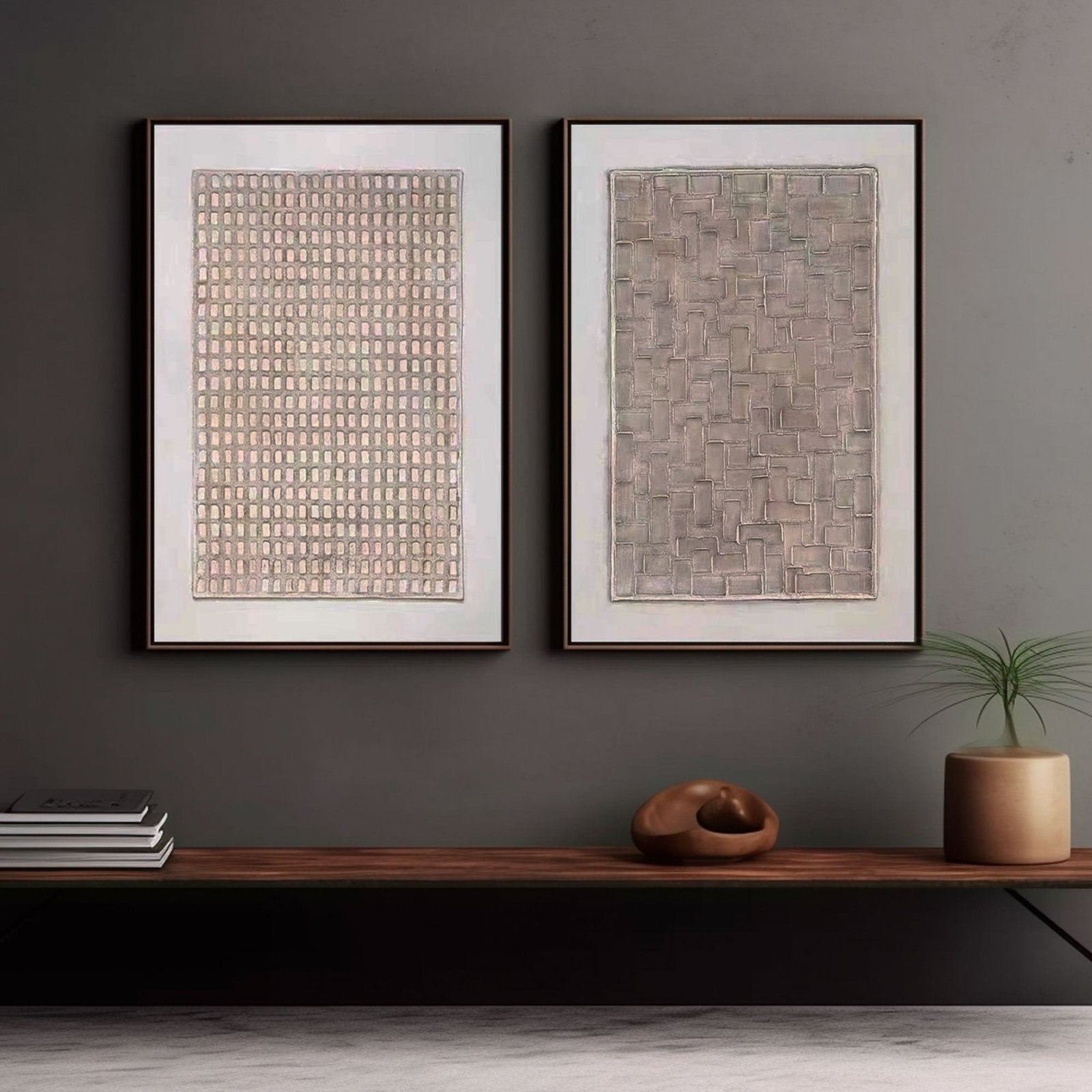 Wabi Sabi Abstract Painting  "Structured Harmony"