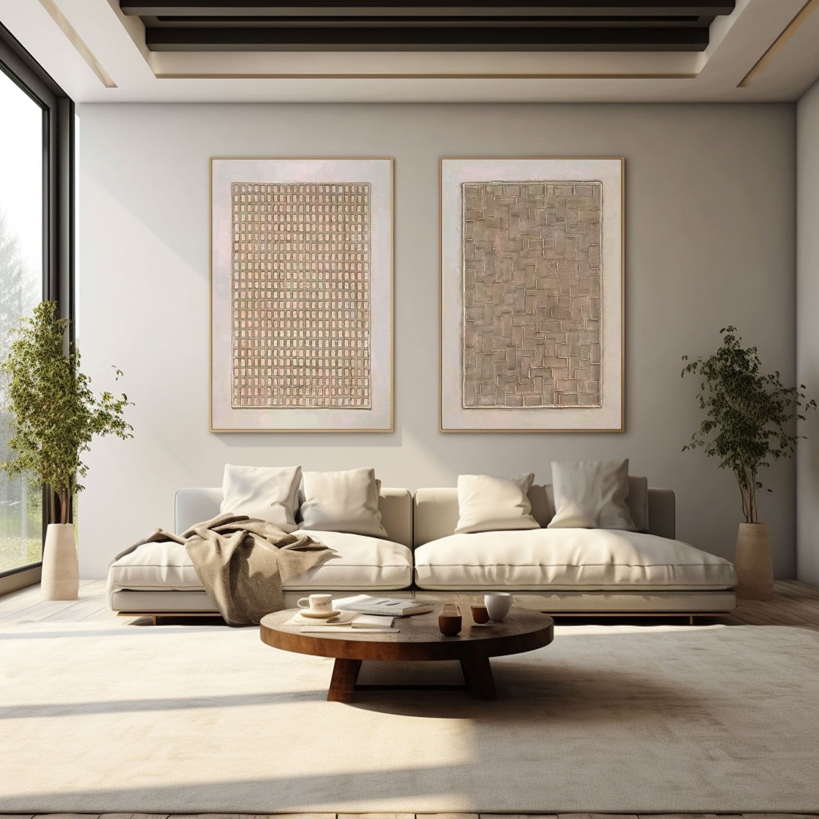 Wabi Sabi Abstract Painting  "Structured Harmony"