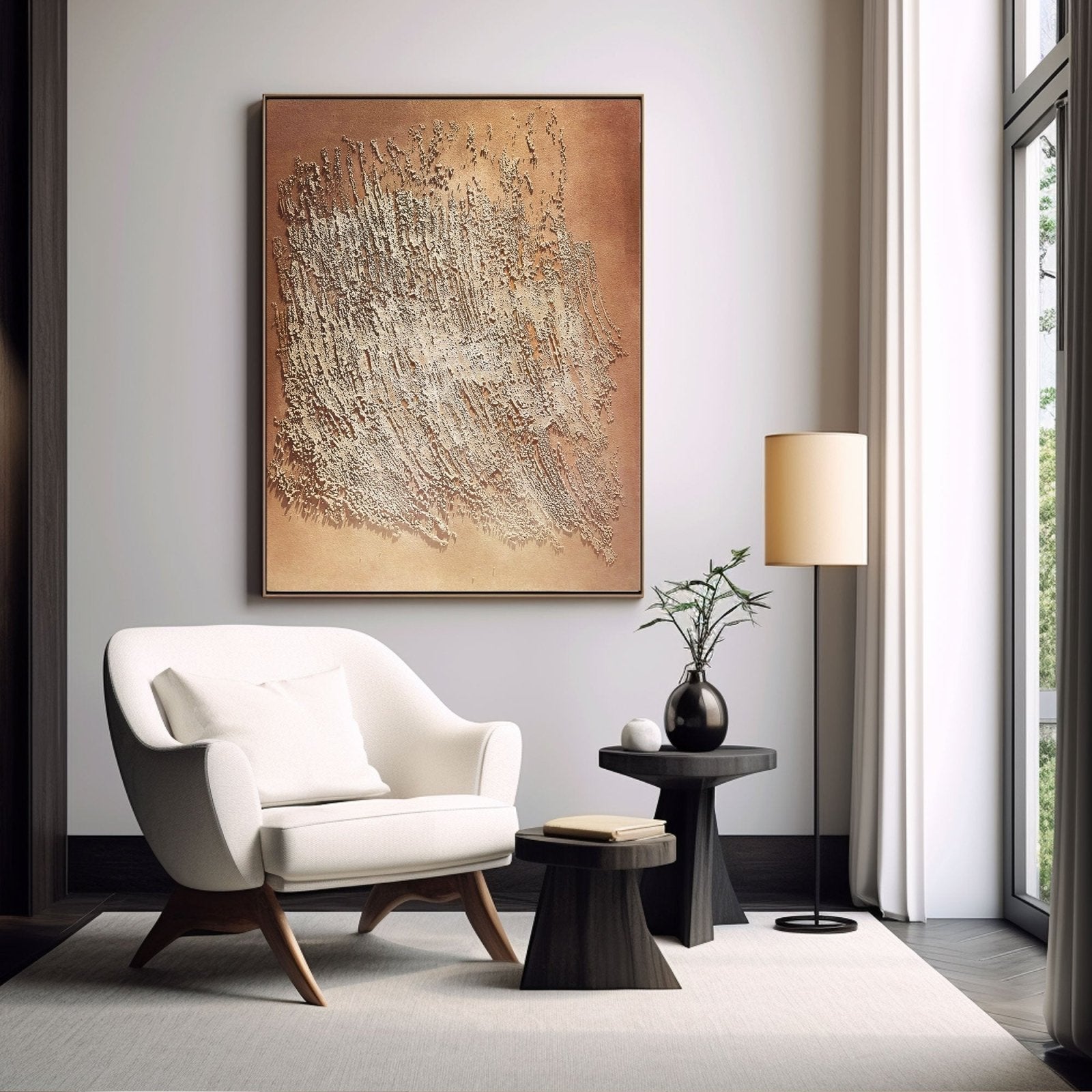 Wabi Sabi Gemälde „Éveil Brûlant“
