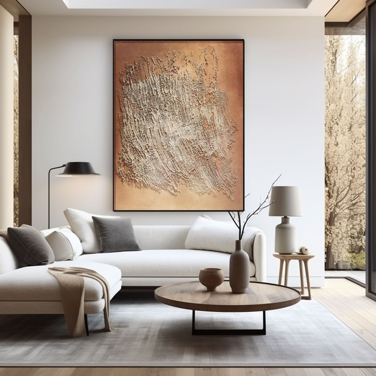 Wabi Sabi Gemälde „Éveil Brûlant“