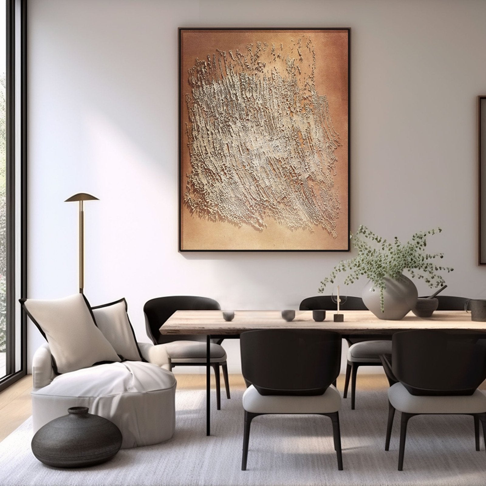 Wabi Sabi Gemälde „Éveil Brûlant“