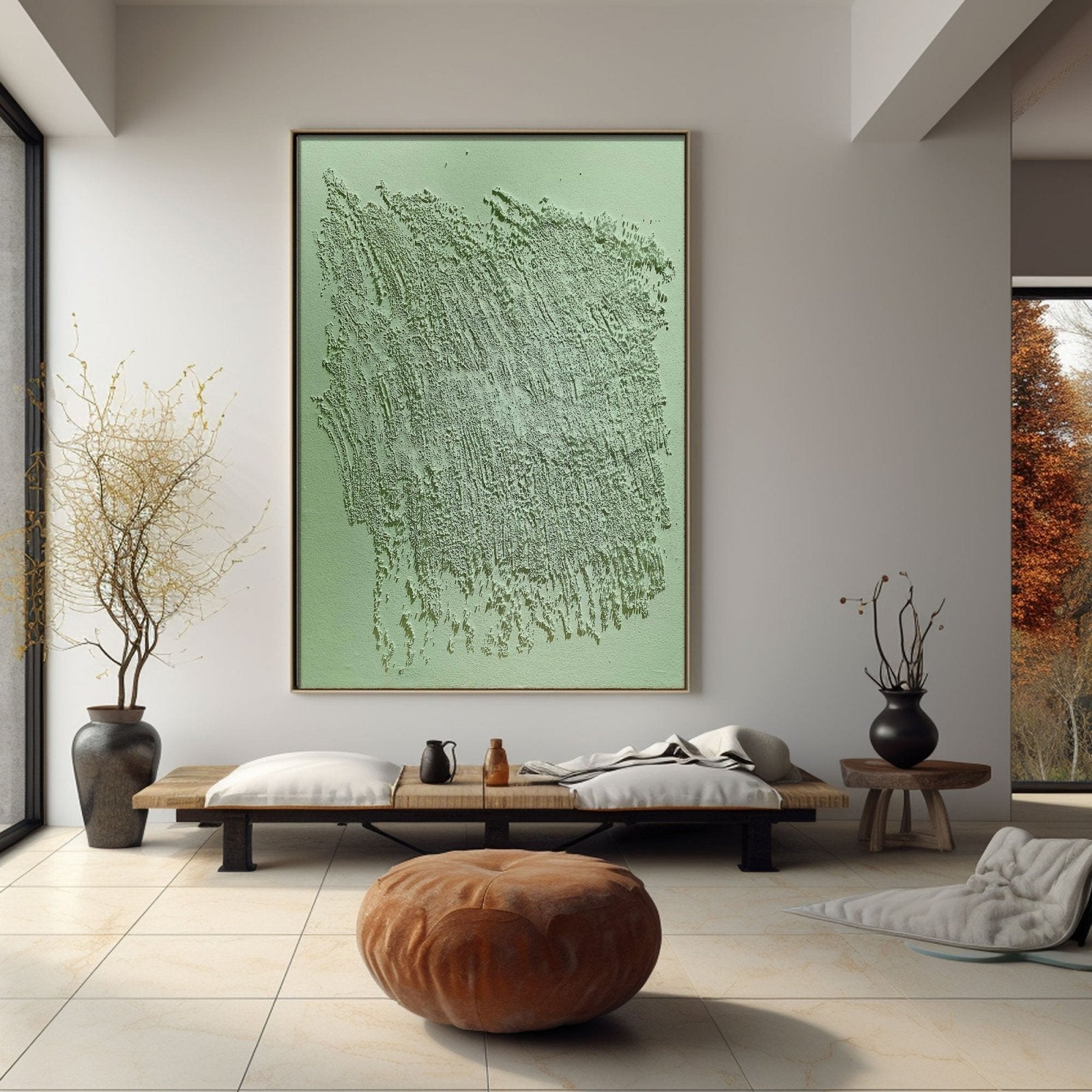 Wabi Sabi Gemälde „Éveil Silencieux“