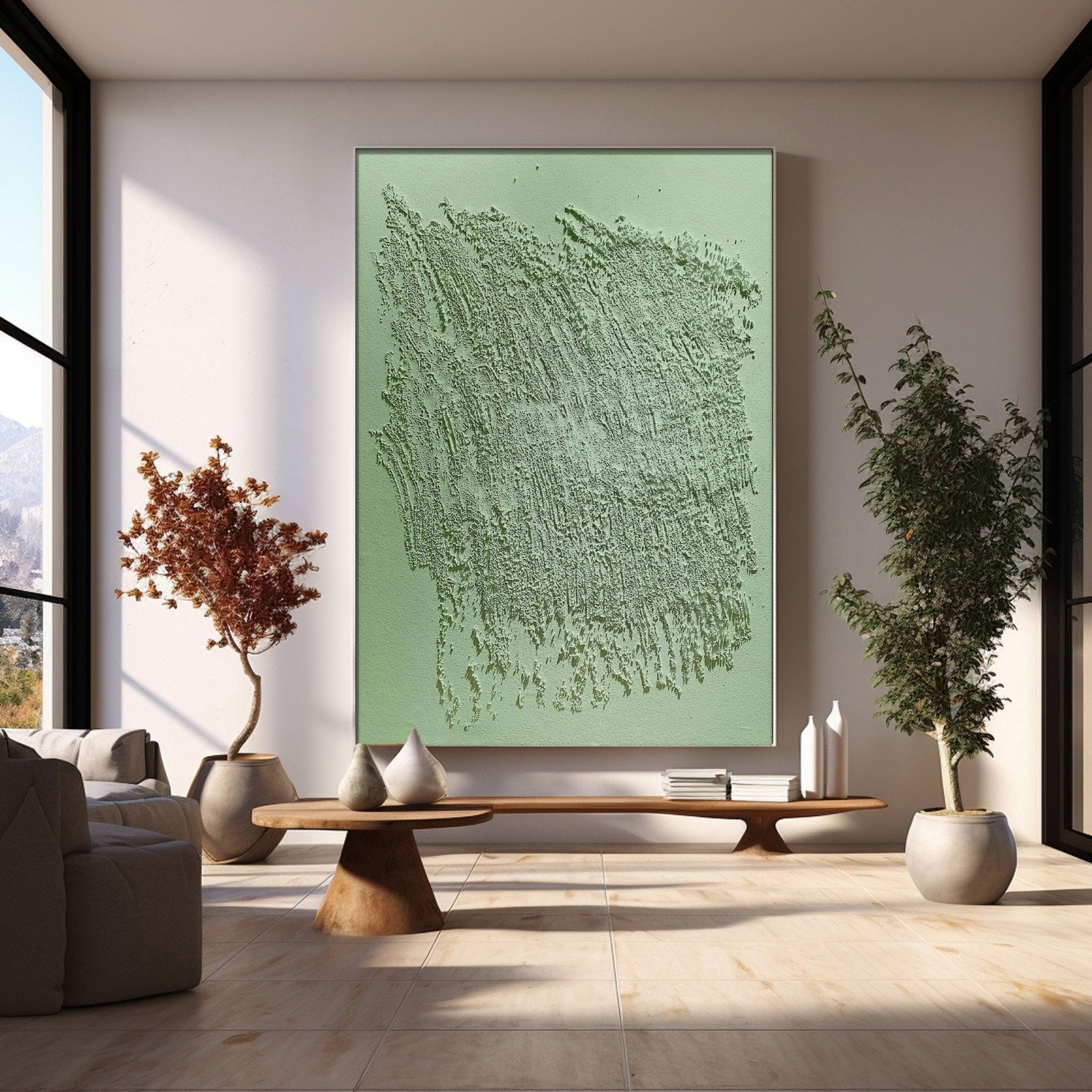 Wabi Sabi Gemälde „Éveil Silencieux“