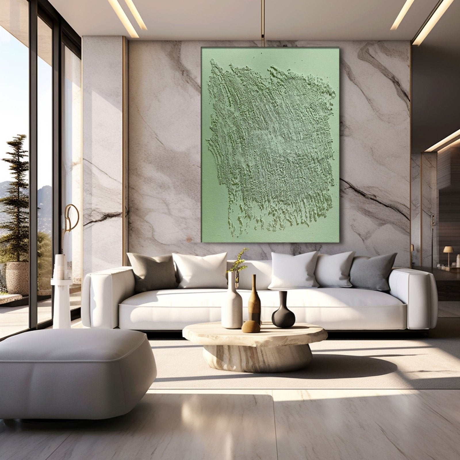 Wabi Sabi Gemälde „Éveil Silencieux“
