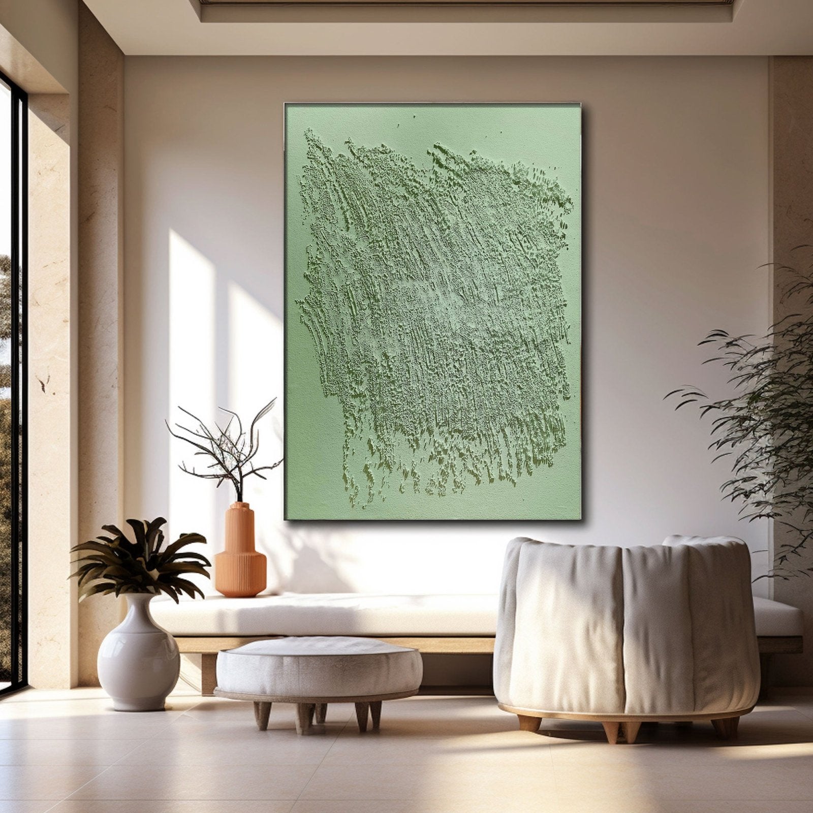 Wabi Sabi Gemälde „Éveil Silencieux“