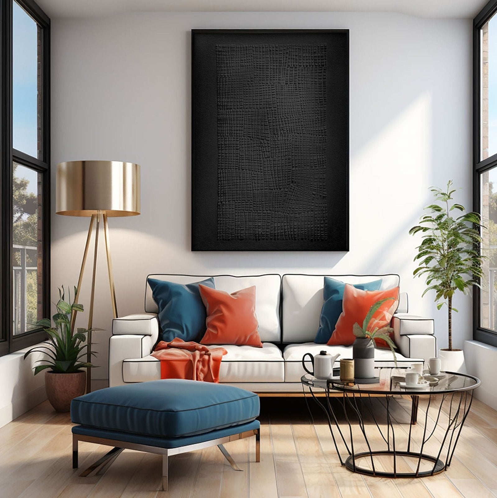 Wabi Sabi Painting "Woven Black“