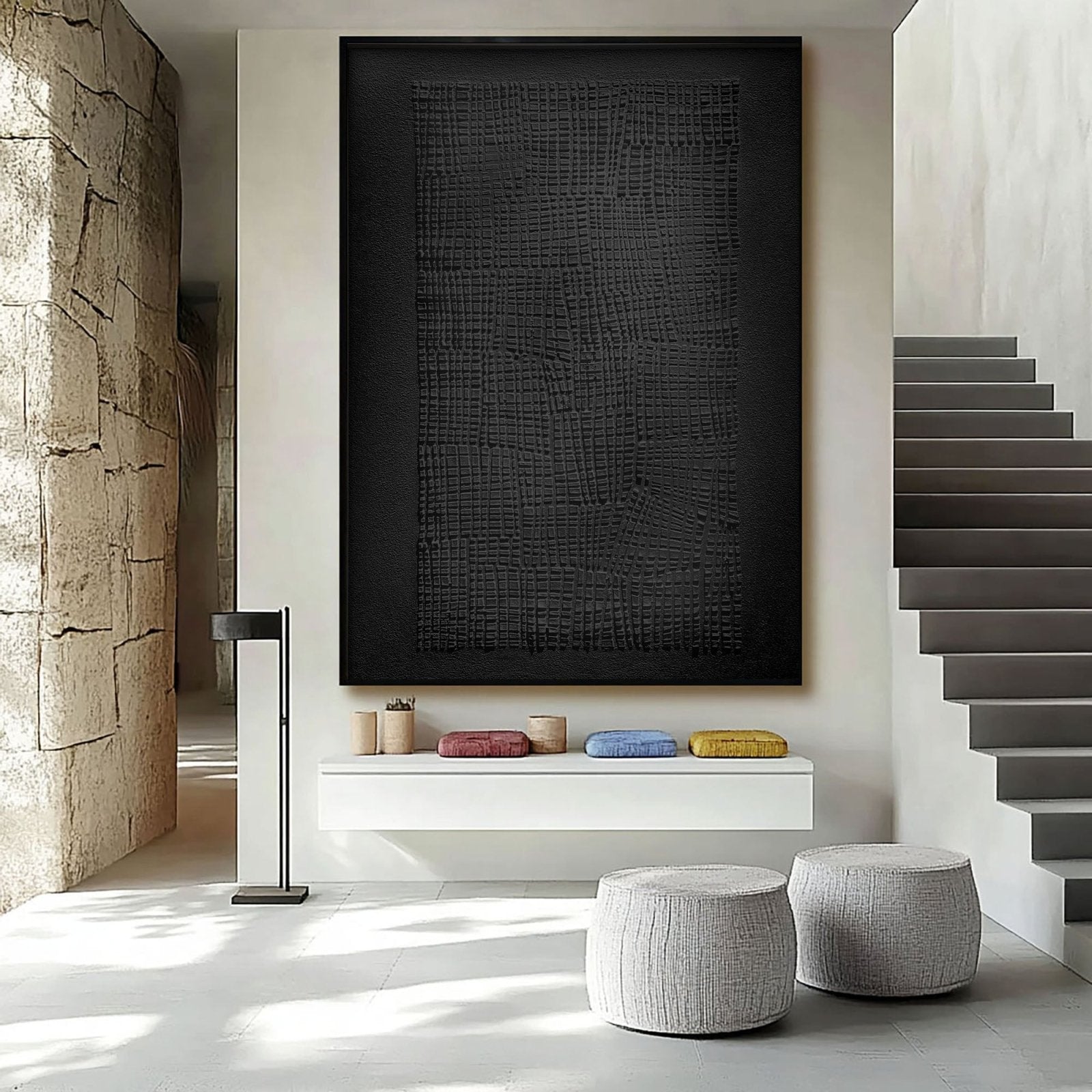 Wabi Sabi Painting "Woven Black“