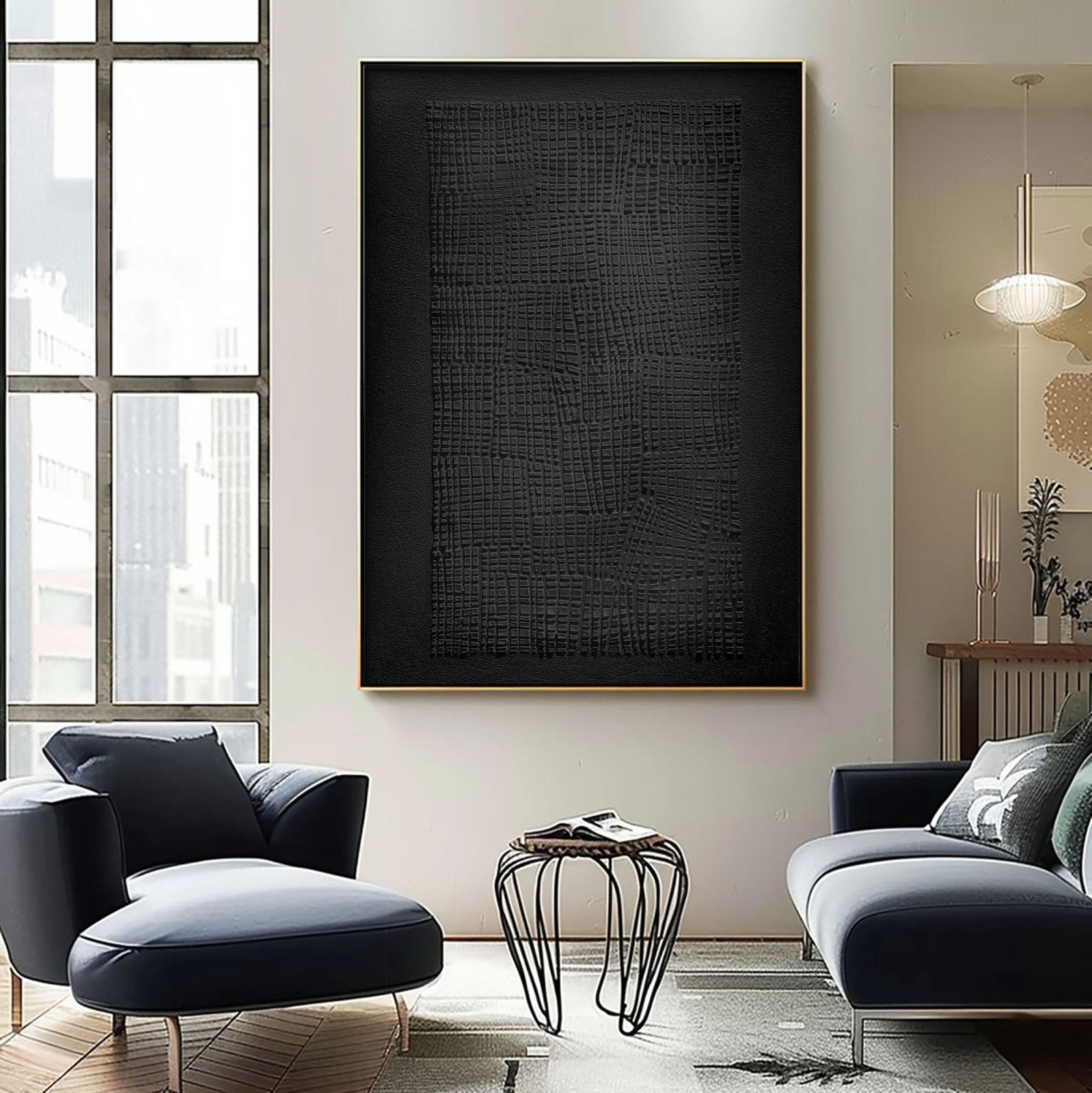 Wabi Sabi Painting "Woven Black“