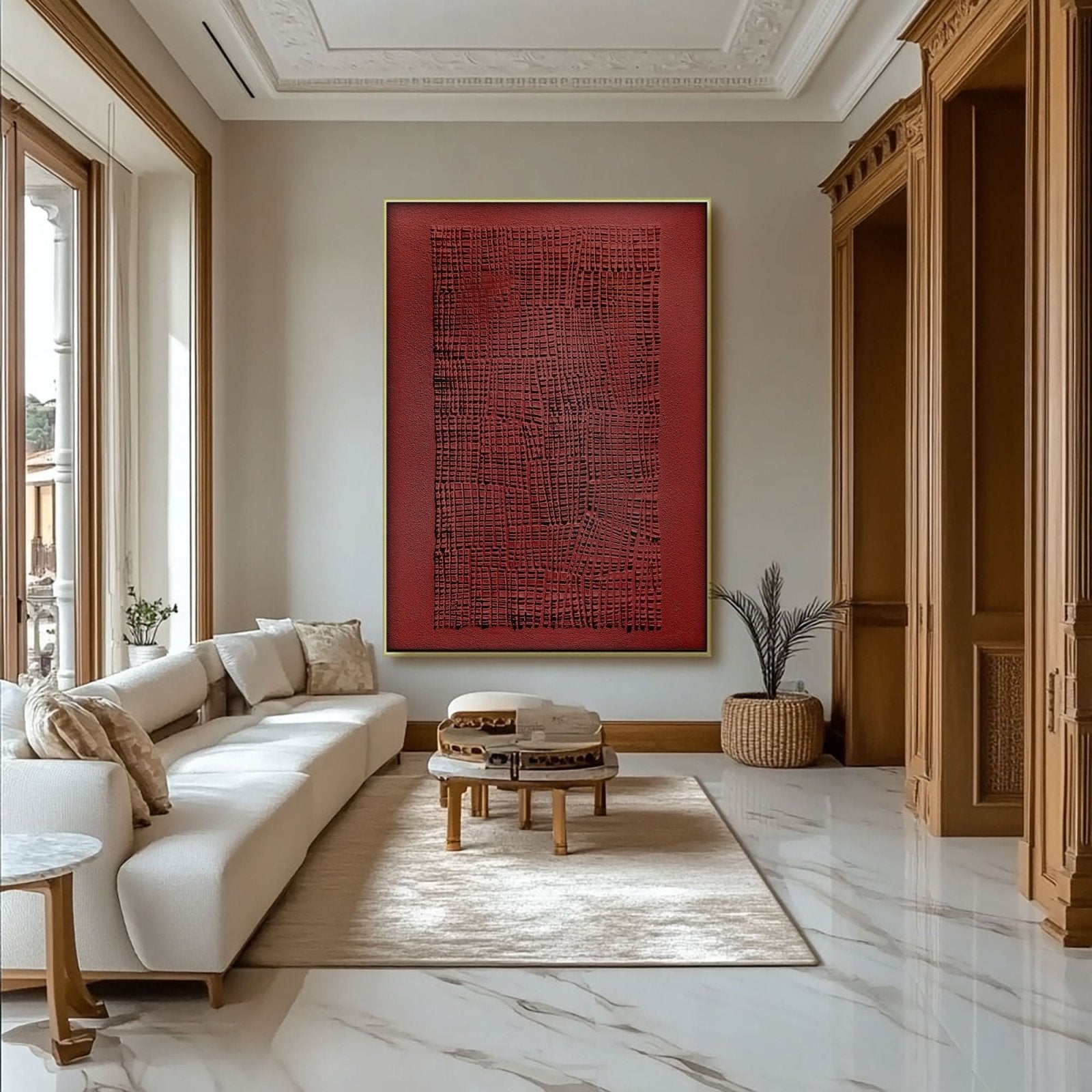 Wabi Sabi Painting "Woven Red“