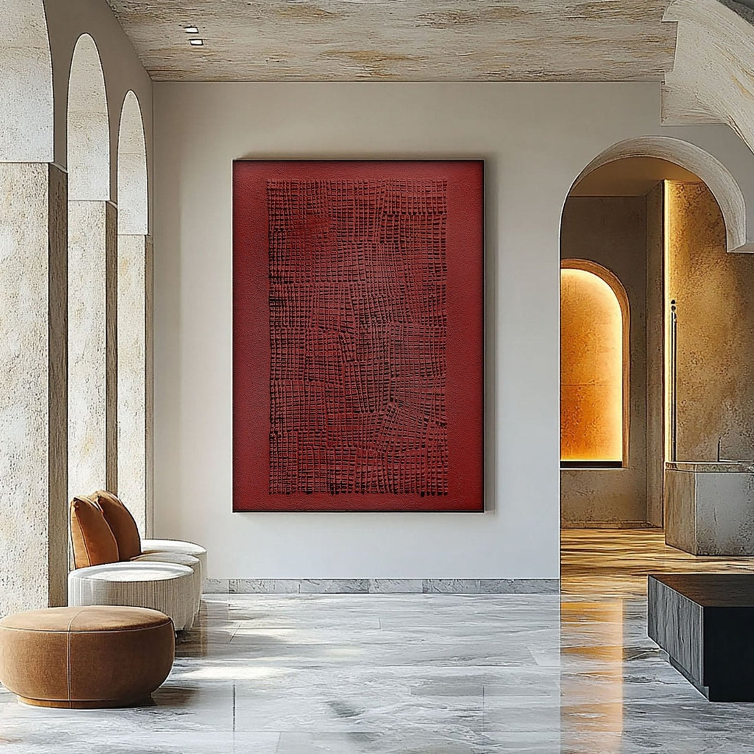 Wabi Sabi Maleri "Vævet Rød"